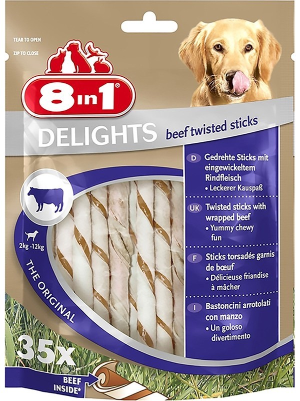 8in1 Delights Köpekler Için Biftekli Ödül Çubuğu 35 Adet