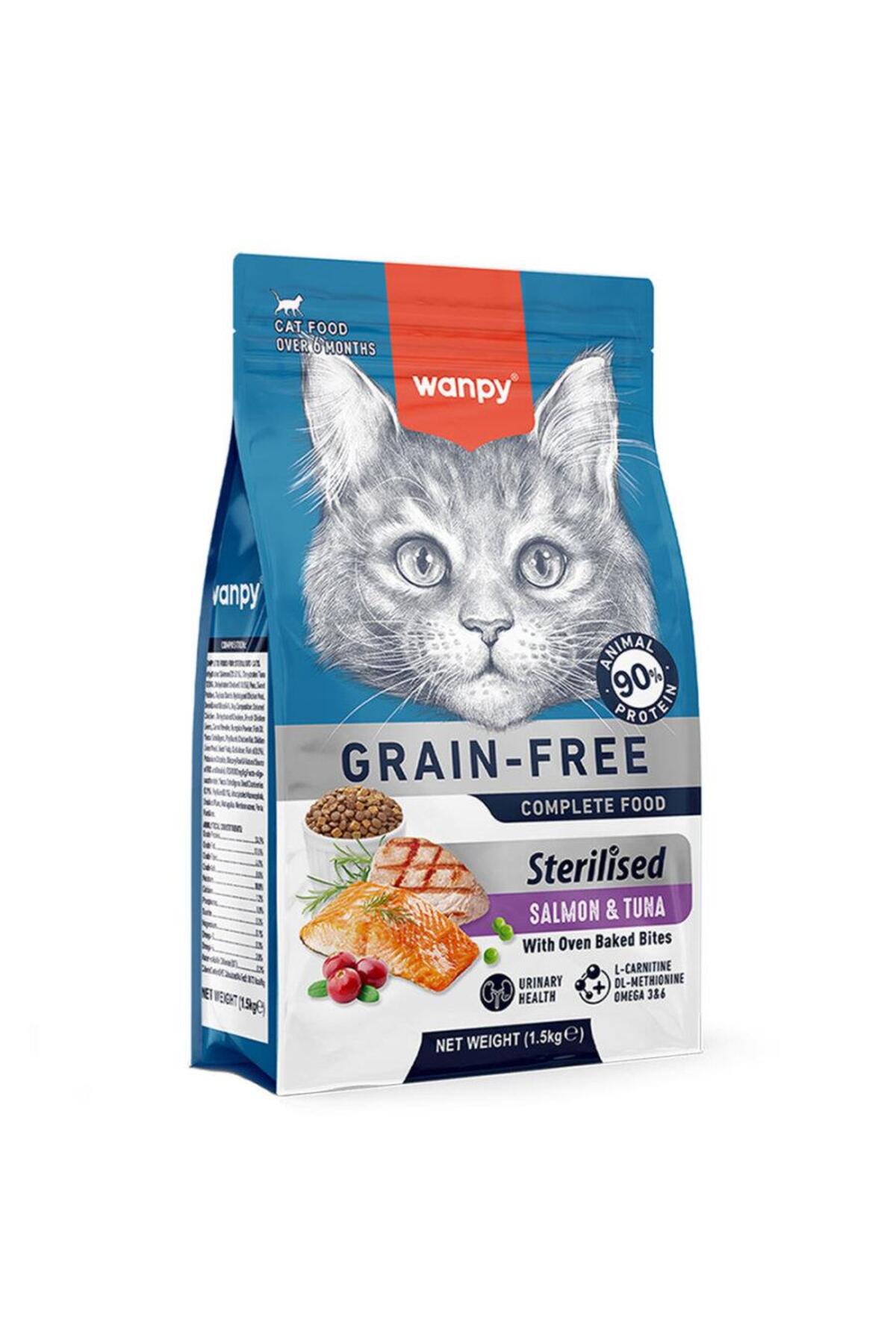 Wanpy Tahılsız Somon ve Ton Balıklı Kısırlaştırılmış Kedi Maması 1,5 kg