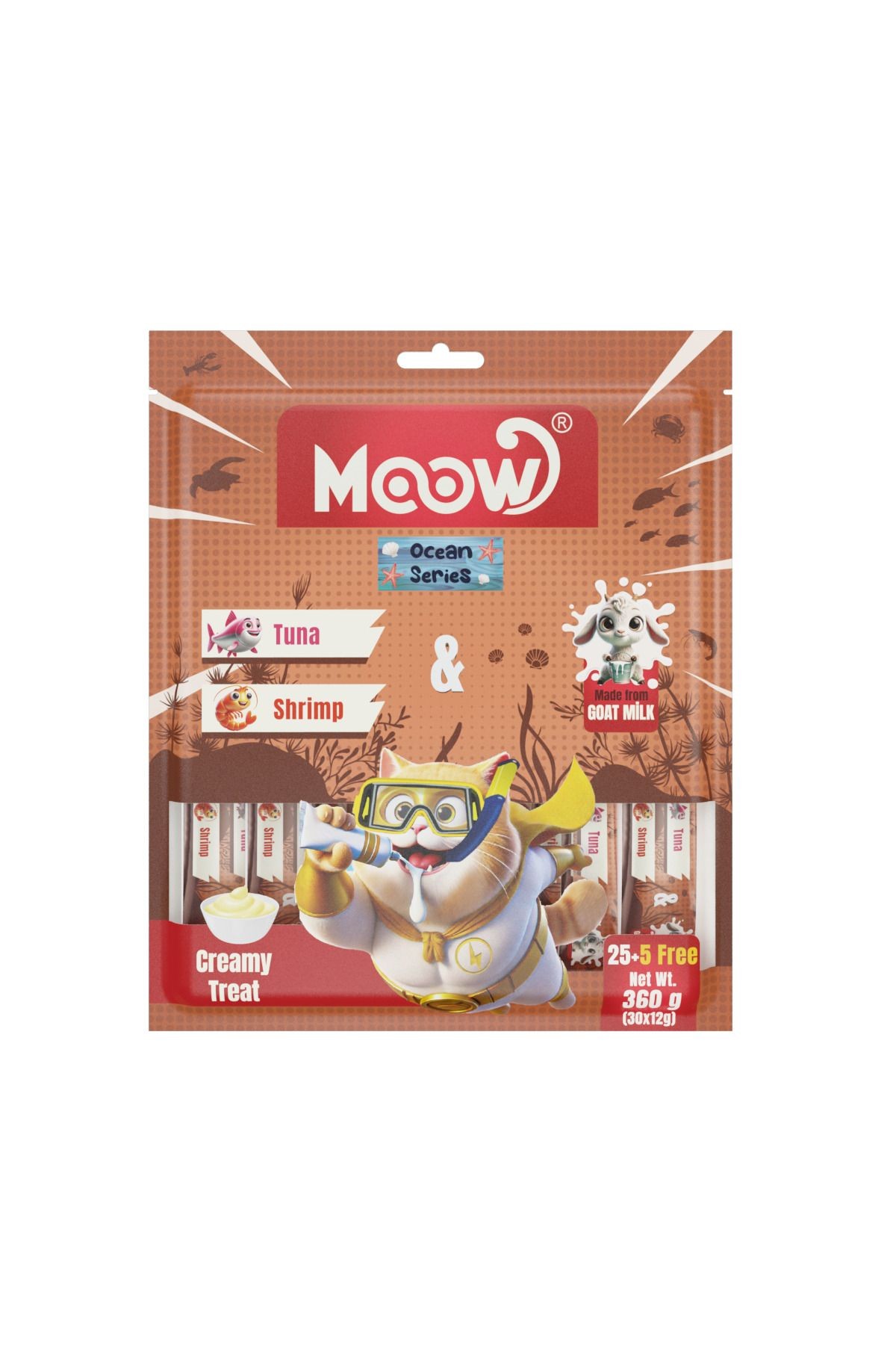 Moow Ton Balıklı Karidesli Keçi Sütlü Kedi Krema Ödülü 30x12g