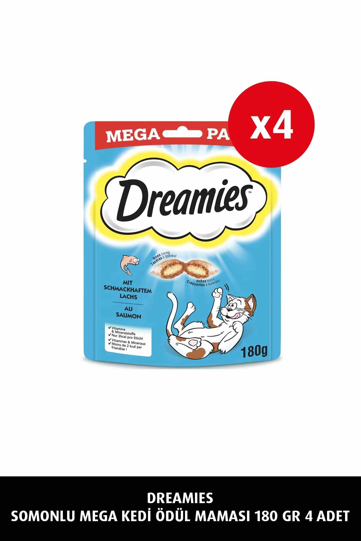 Dreamies Somonlu Mega Kedi Ödül Maması 180 G X 4 Adet