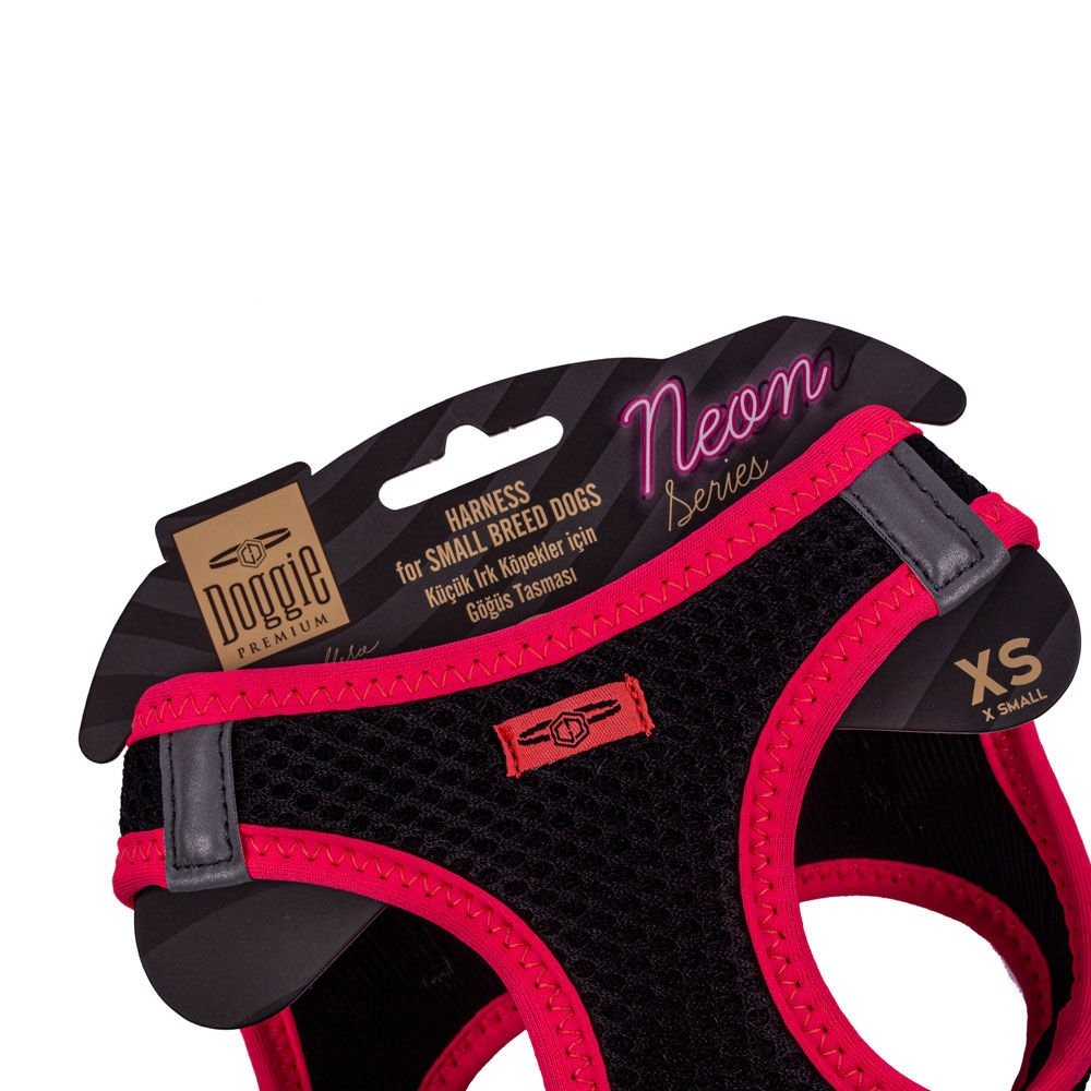DOGGİE NEON KÜÇÜK IRK GÖĞÜS TASMASI PEMBE XS-30-34CM