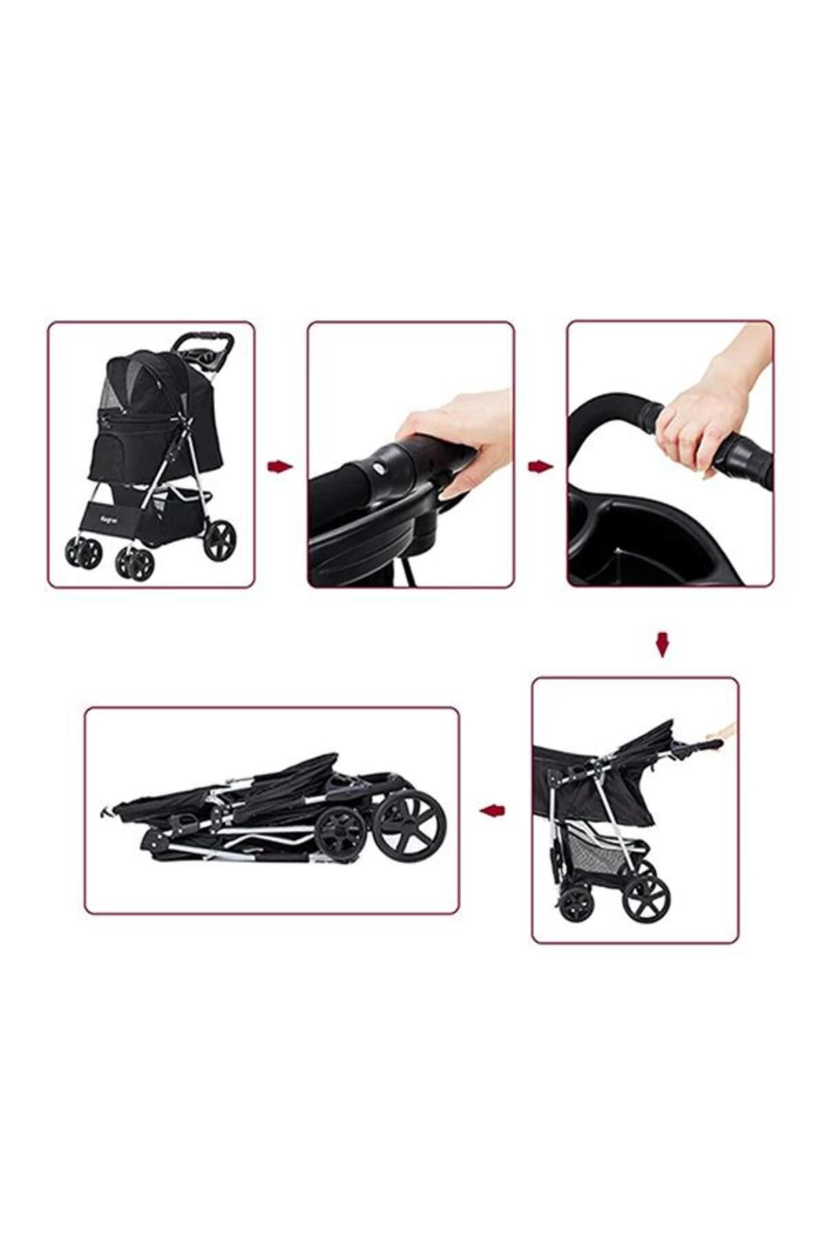 Zampa Favorite Kedi Ve Köpek Gezdirme Arabası Pembe 46x78x99 Cm