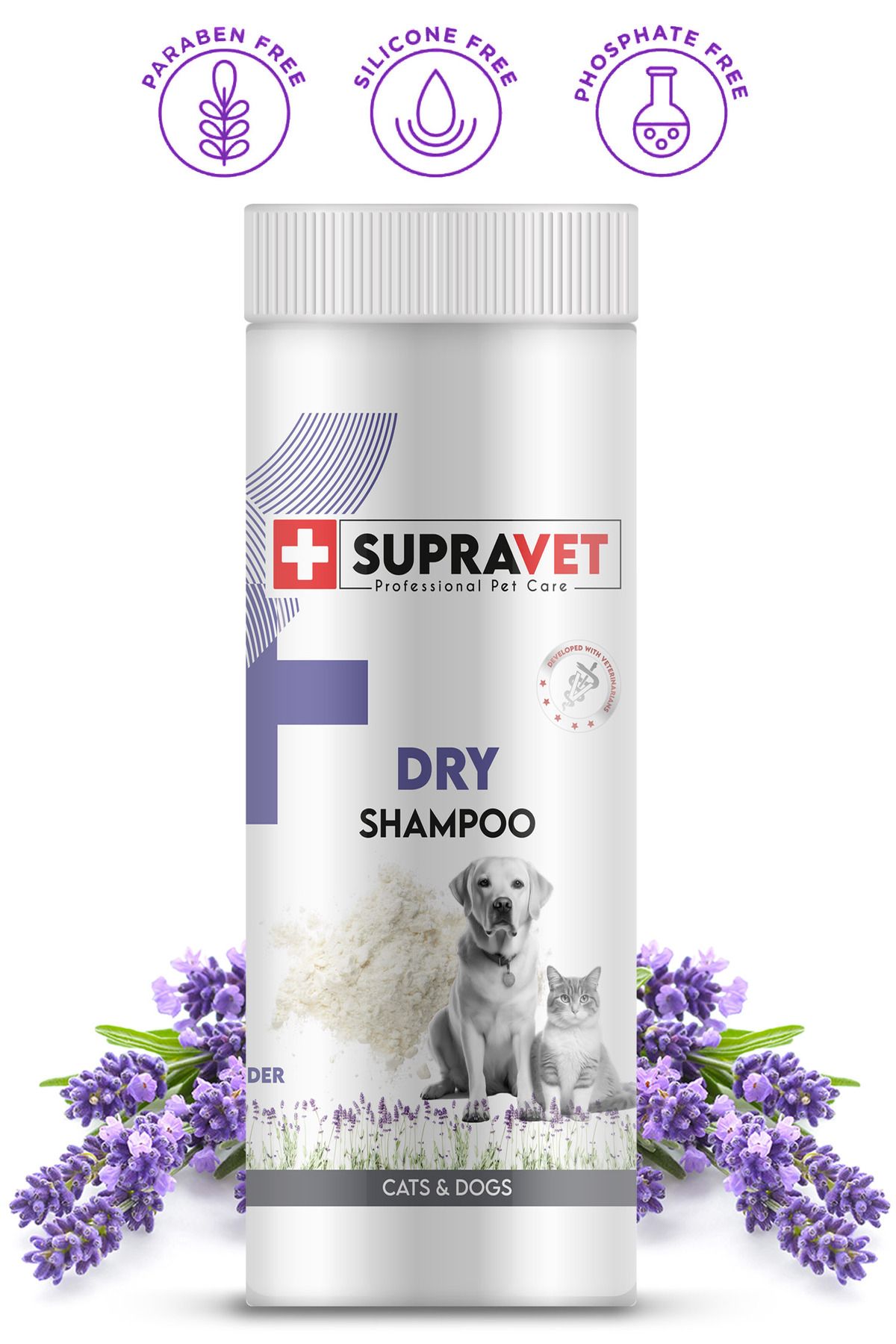 Supravet Dry Shampoo Lavanta Özlü Kedi Köpek Toz Şampuan 150 Ml