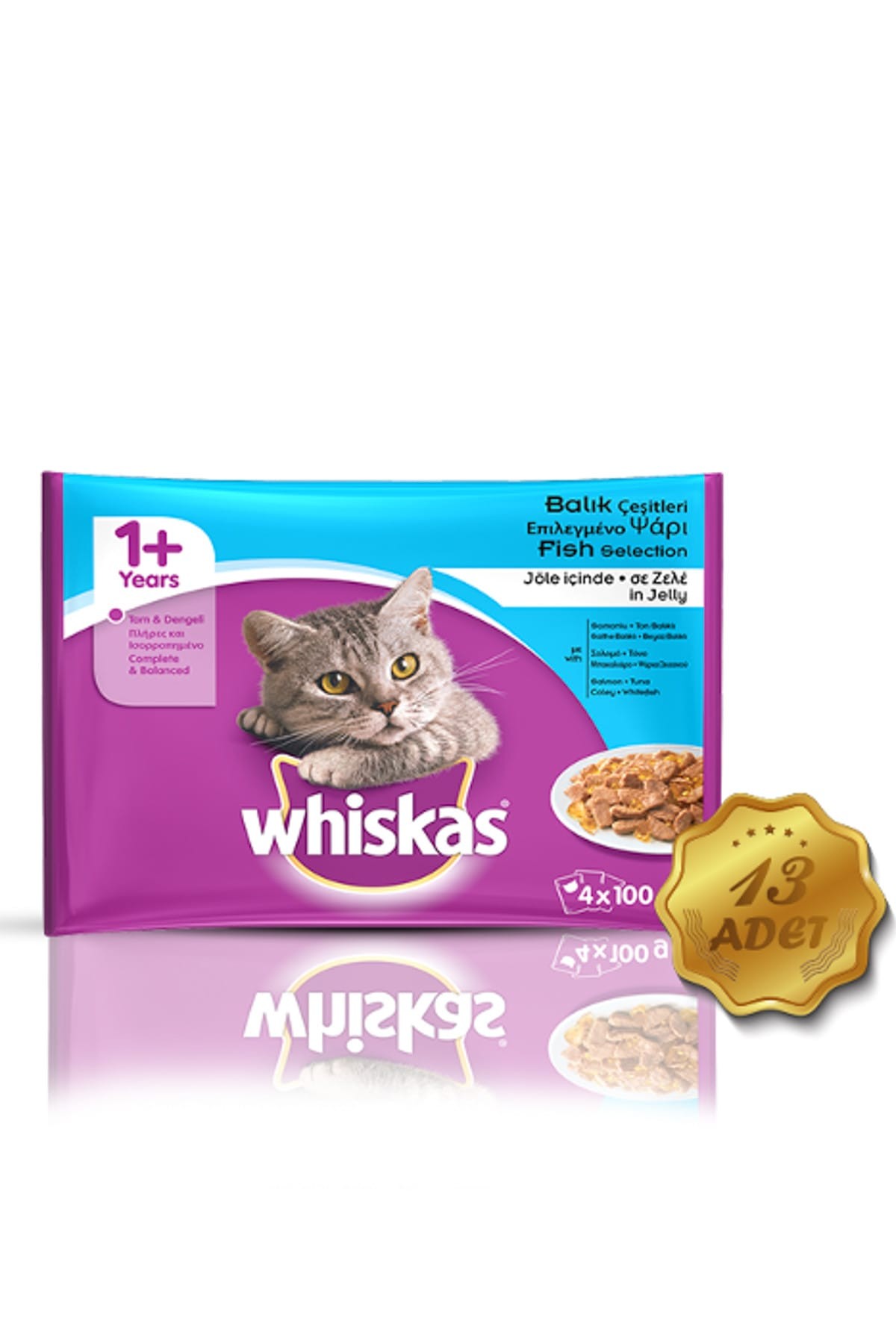Whiskas Pouch Balık Çeşitleri 4X100 Gr 13 Adet Toplam 5200 Gr
