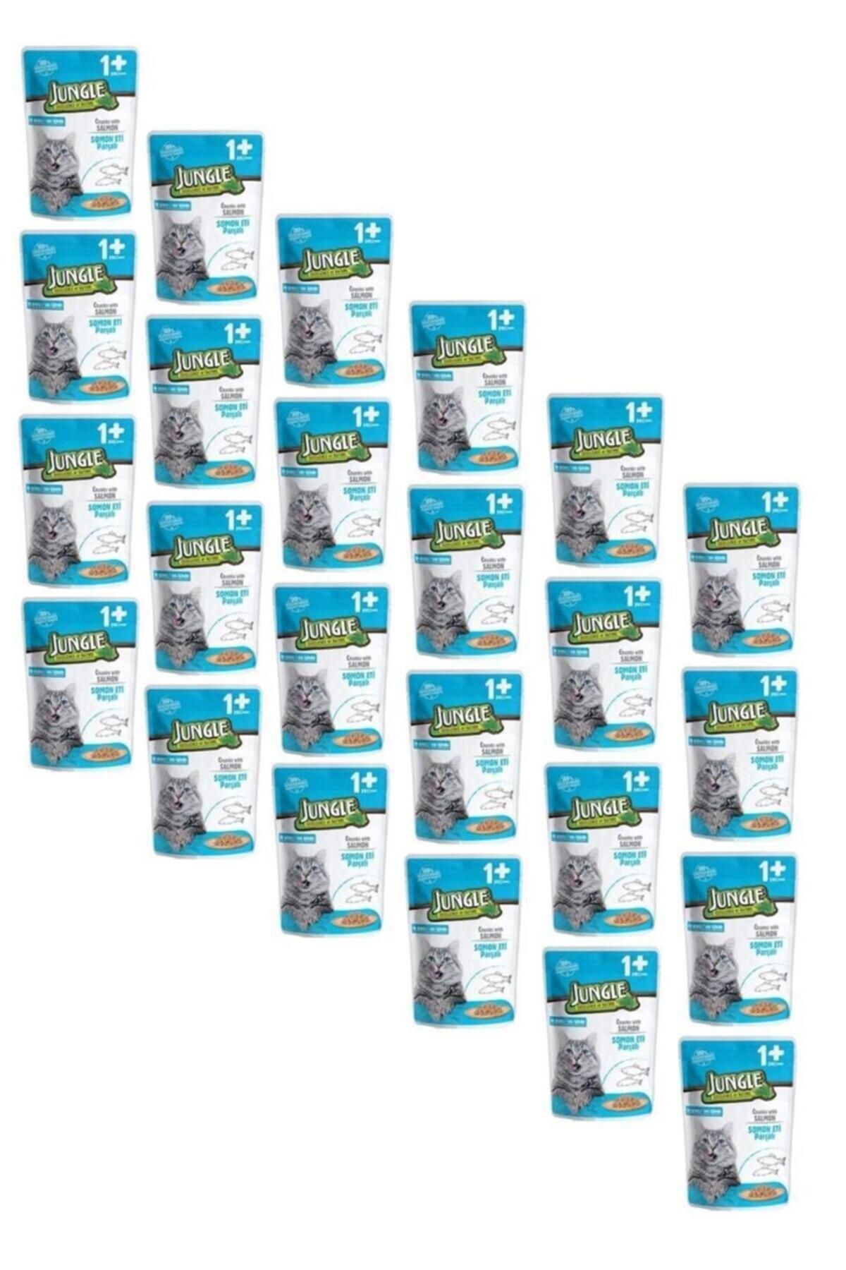 Jungle Pouch Gravy Soslu Somonlu Kedi Maması 100 gr X 24 Adet