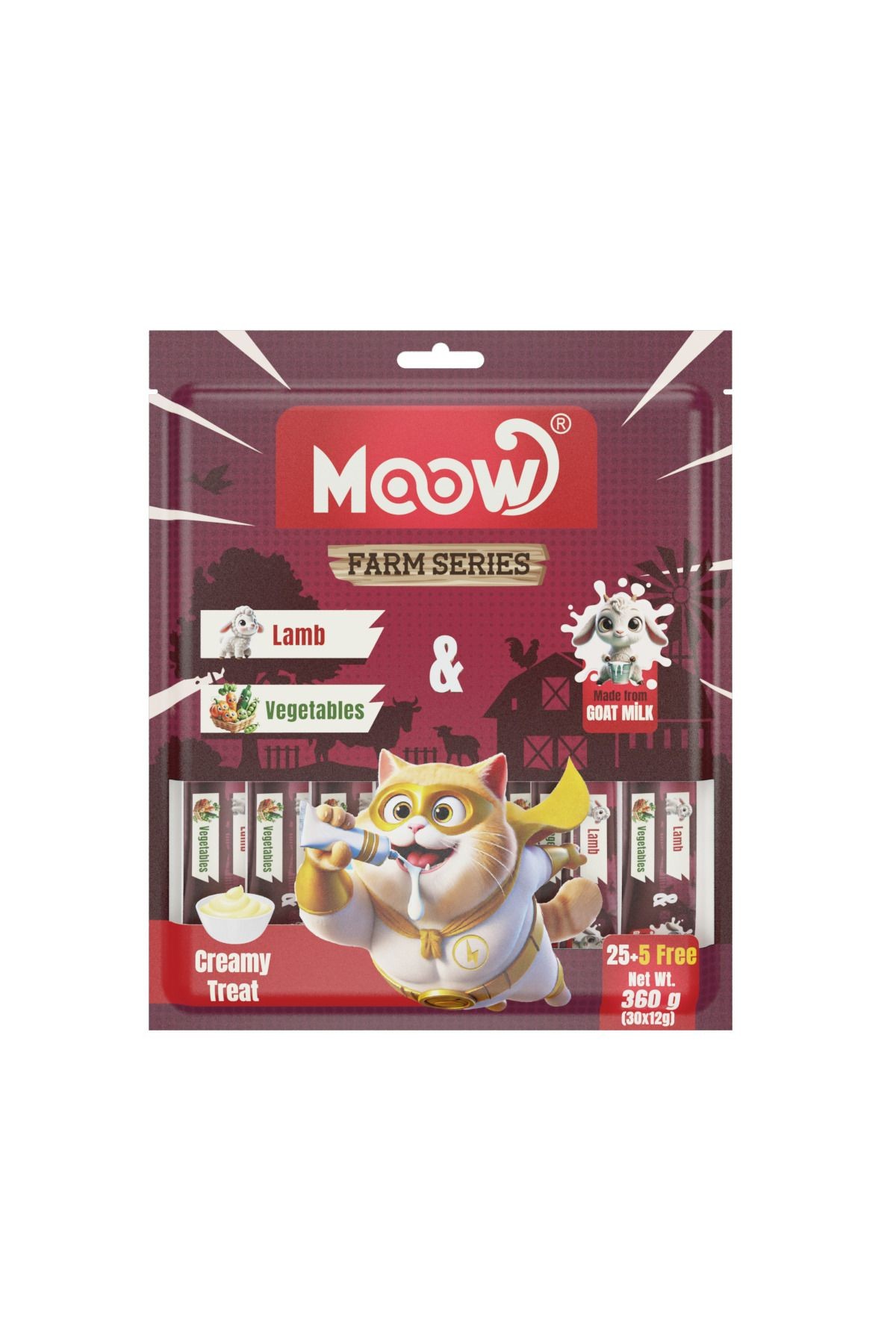 Moow Kuzu Etli Sebzeli Keçi Sütlü Kedi Krema Ödülü 30x12g