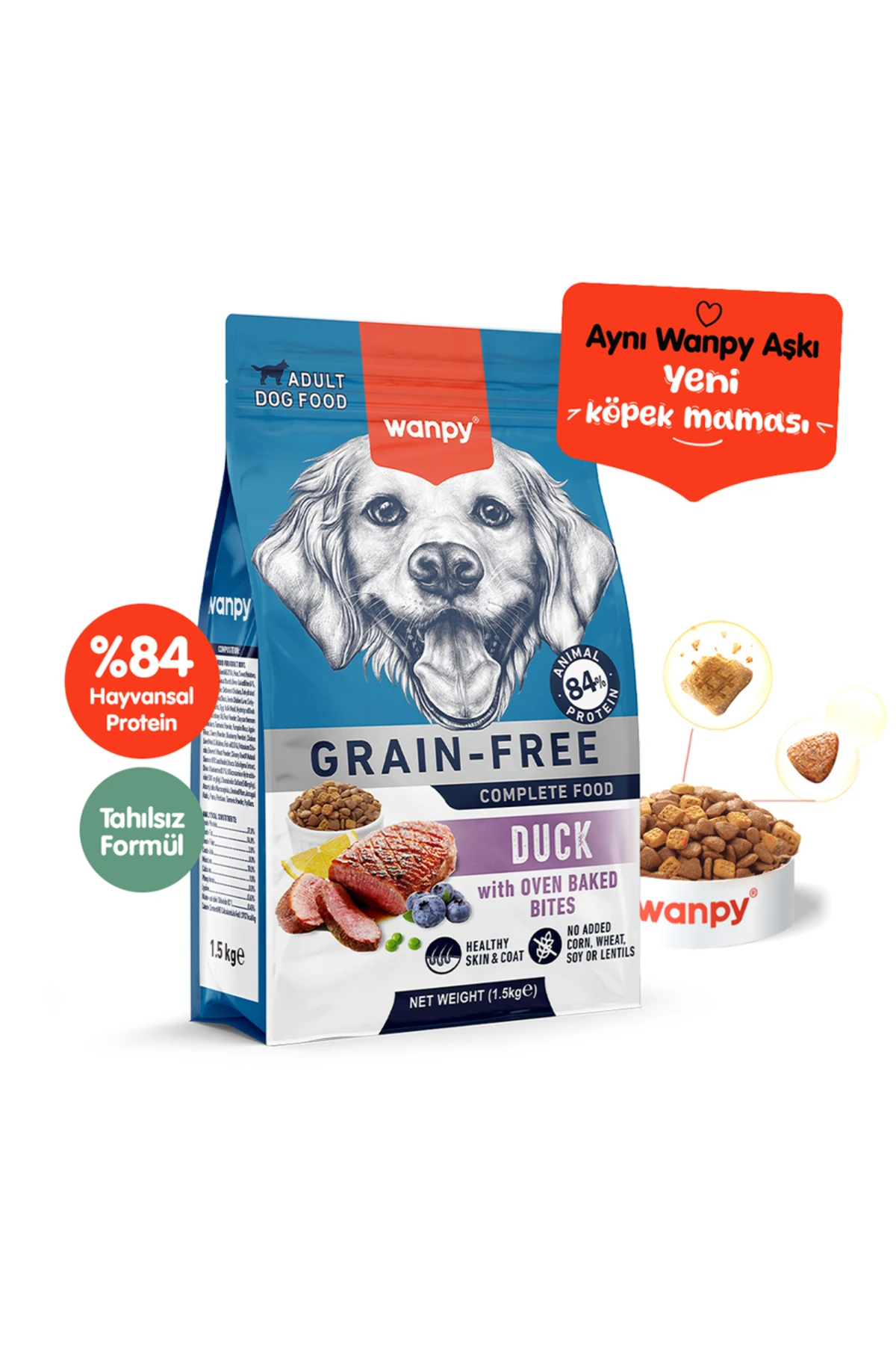 Wanpy Tahılsız Ördekli Yetişkin Köpek Maması 1,5 kg
