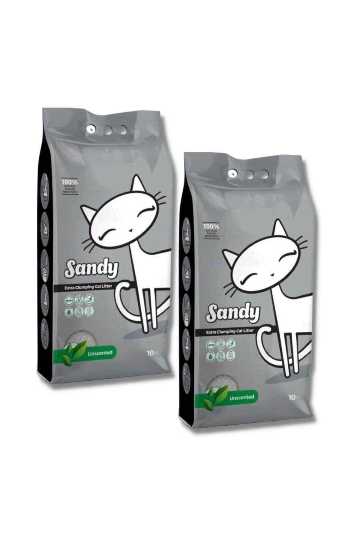 Sandy Parfümsüz Ekstra Topaklanan Sodyum Bentonit Kedi Kumu 10 Kg X 2 Adet
