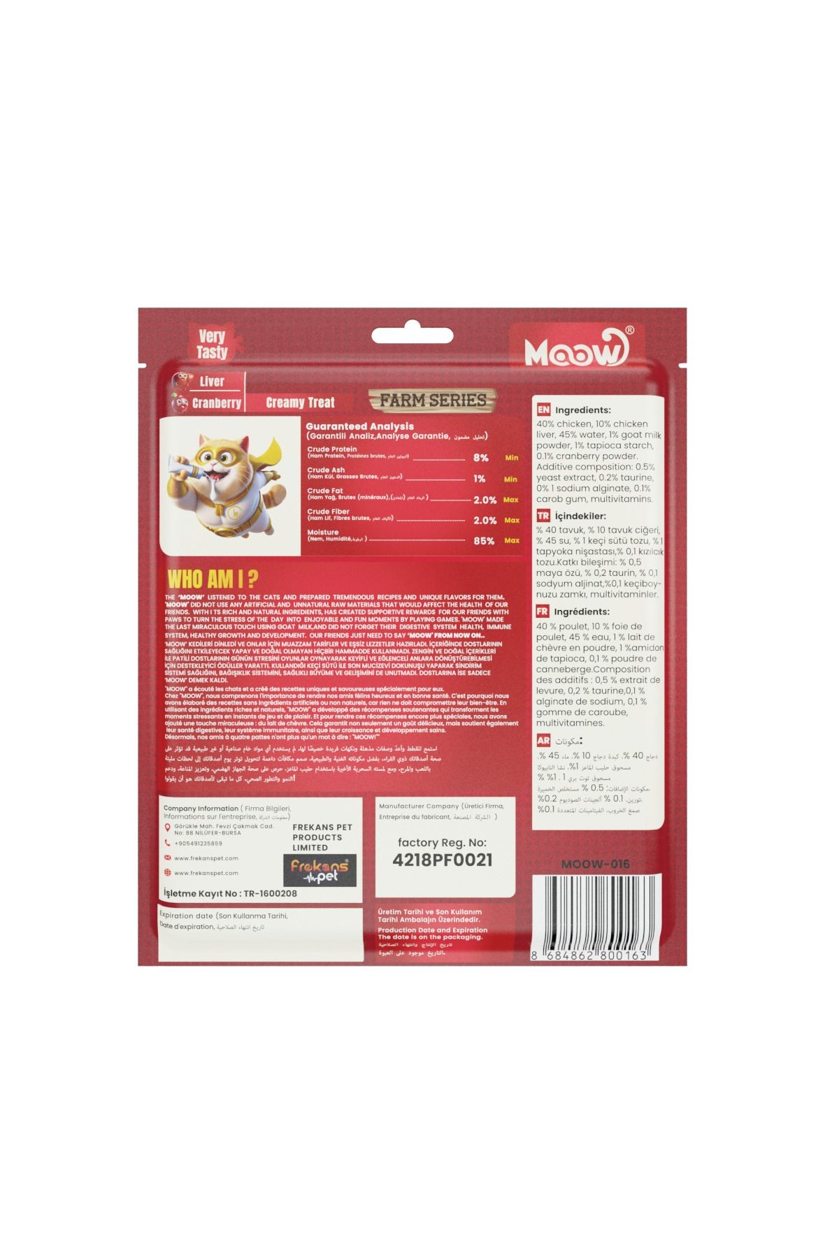 Moow Ciğerli Kızılcıklı Keçi Sütlü Kedi Krema Ödülü 30x12g