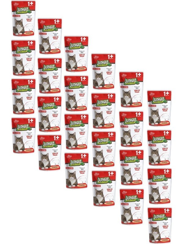 Jungle Pouch Gravy Soslu Biftekli Yaş Kedi Maması 100 gr 24 Adet