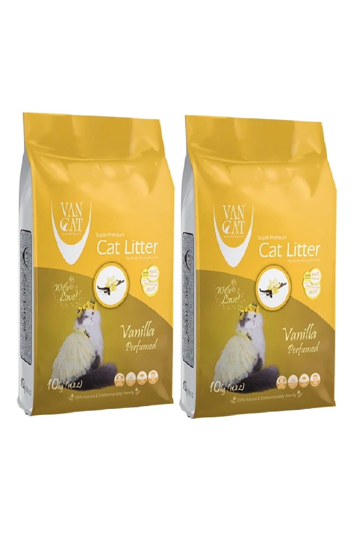 Vancat Vanilya Kokulu İnce Taneli Kedi Kumu 10 Kg x 2 Adet