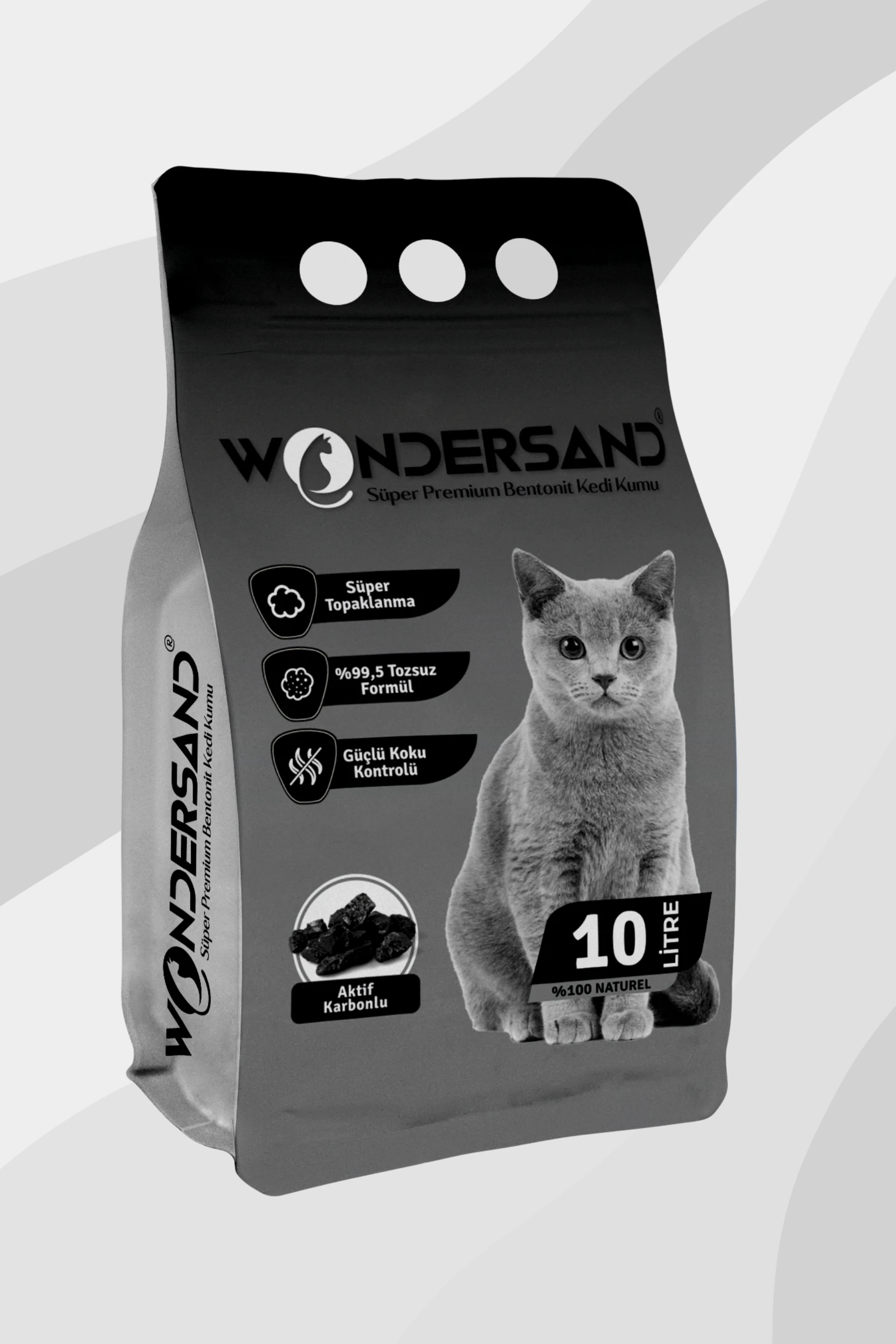 WONDERSAND AKTİF KARBON SÜPER PREMİUM KEDİ KUMU 10 LT X 2 ADET