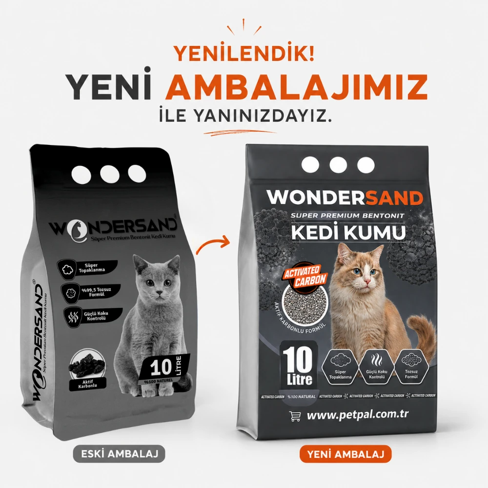 WonderSand Aktif Karbonlu Süper Premium Beyaz Bentonit Kedi Kumu