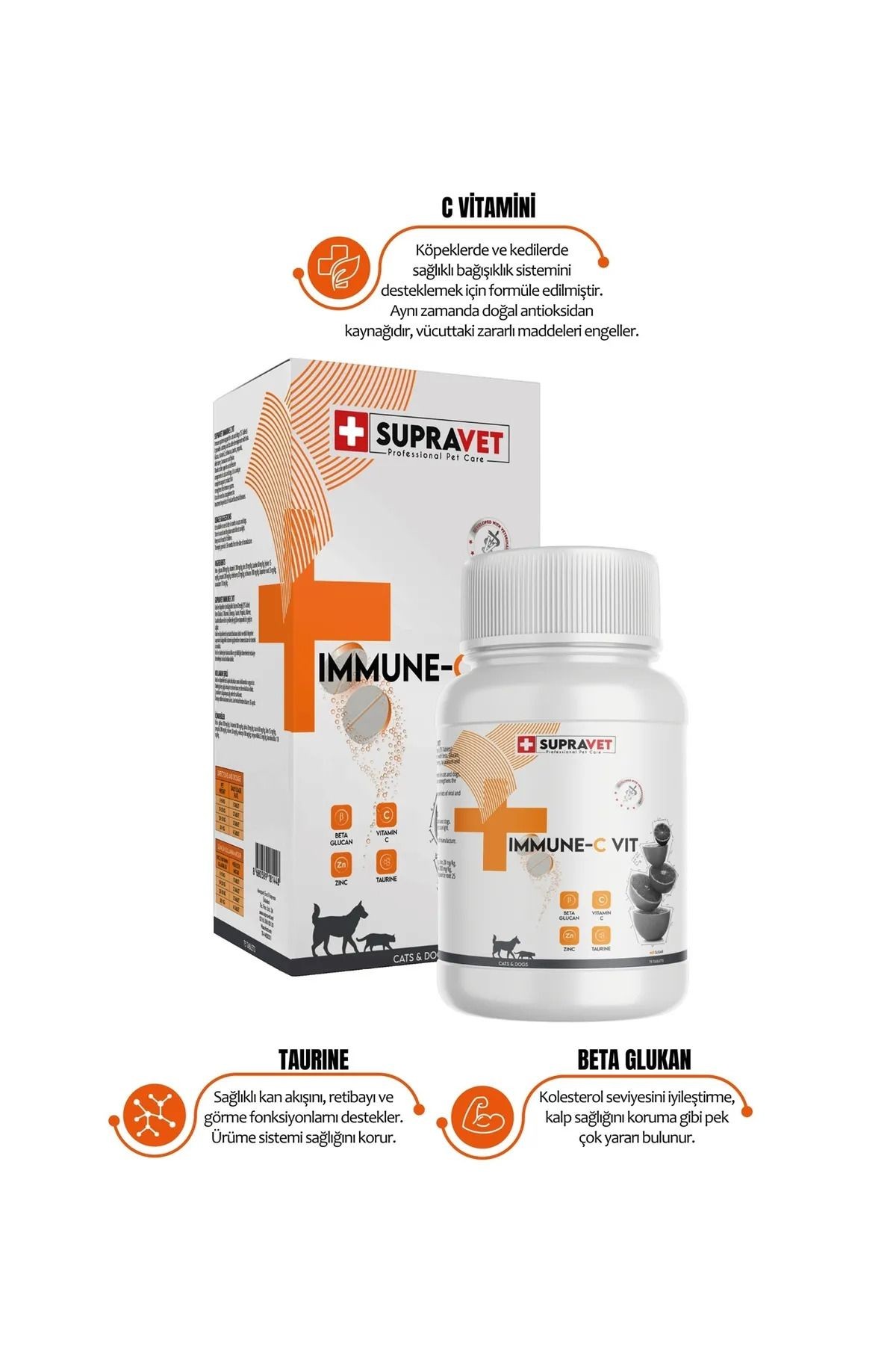 Supravet Kedi Köpek Immune C-Vitamin 75 Tablet