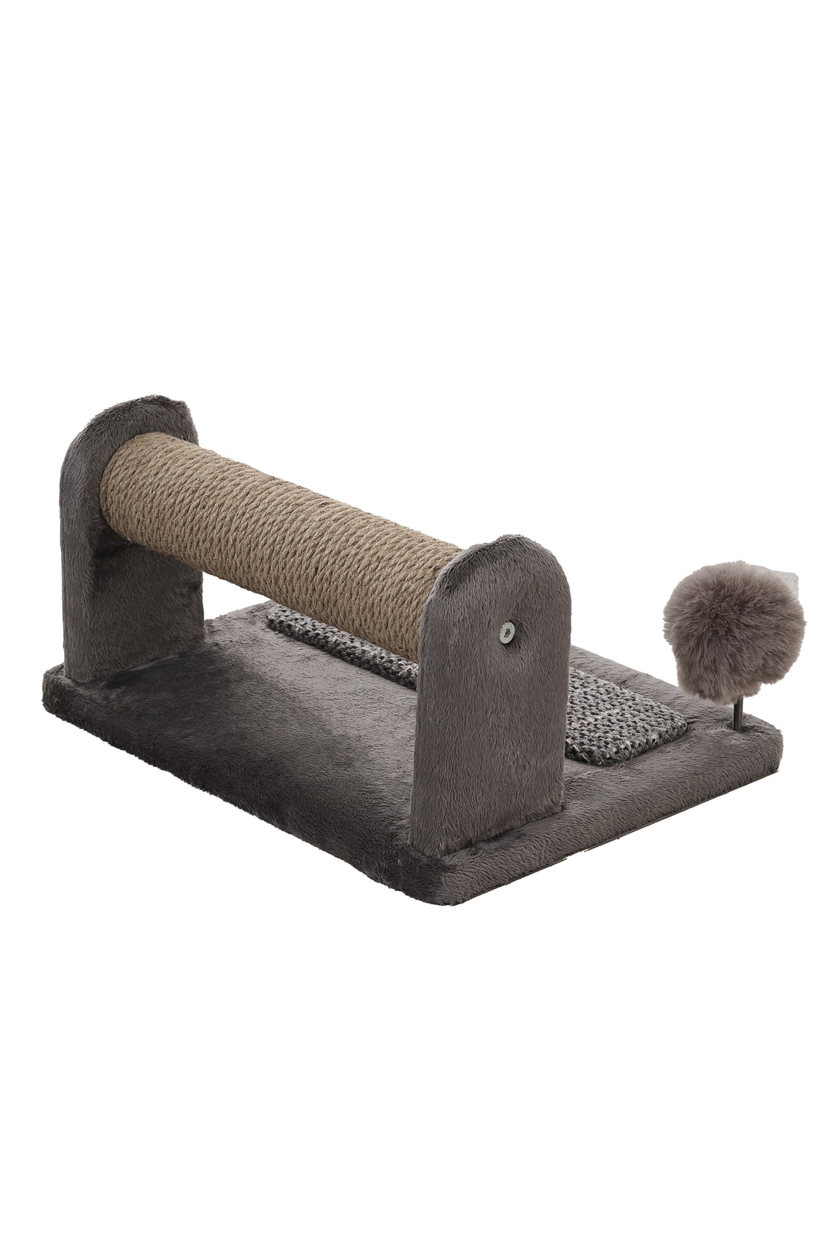 Woolart Jimmy Lüks Kaliteli Kedi Tırmalama Tahtası ve Ponponlu Oyuncak Gri