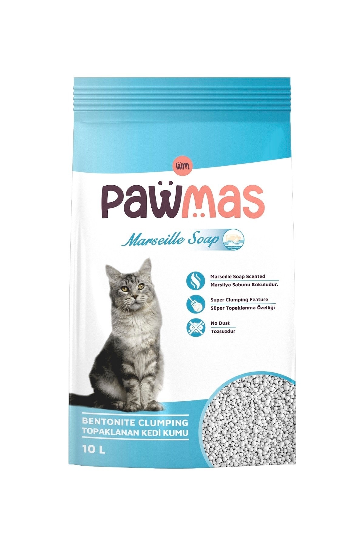 Pawmas Marsilya Sabunu Kokulu Bentonit Kedi Kumu 10 Lt