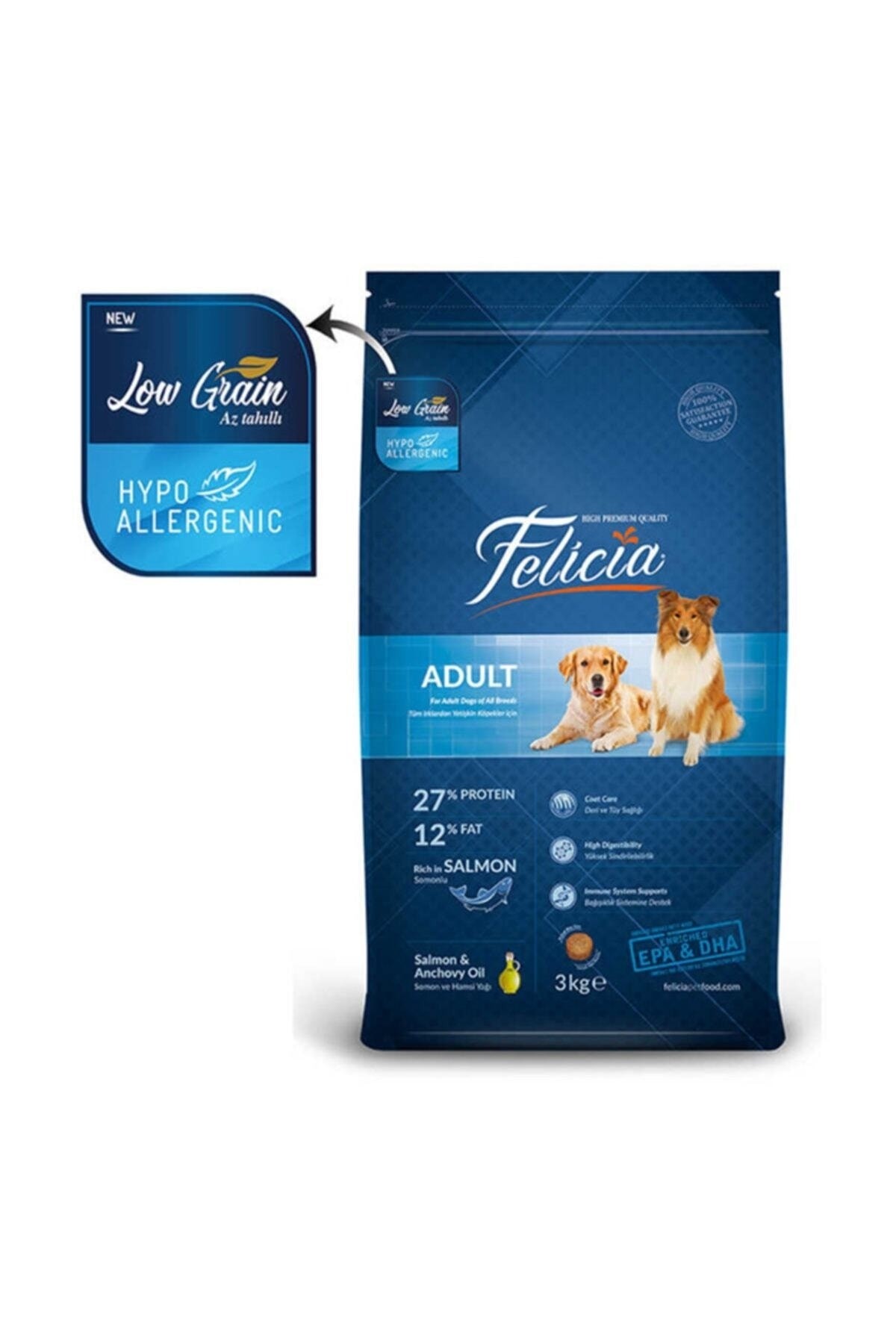 Felicia Düşük Tahıllı Hipoalerjenik Somonlu Orta Ve Büyük Irk Yetişkin Köpek Maması 3kg