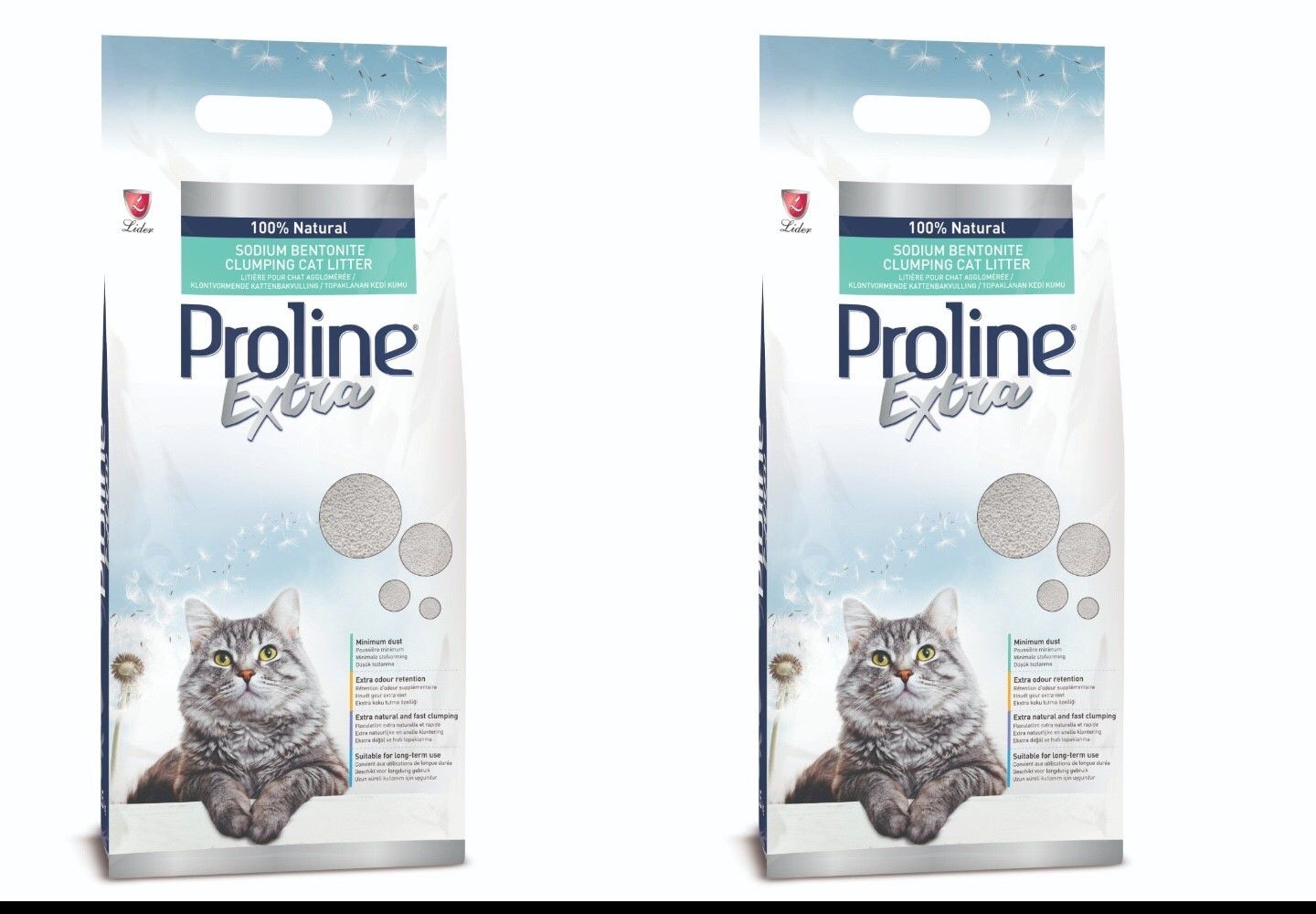 PROLINE EXTRA SODIUM BENTONİT GRİ TOPAKLANAN KEDİ KUMU 2 X 10 KG