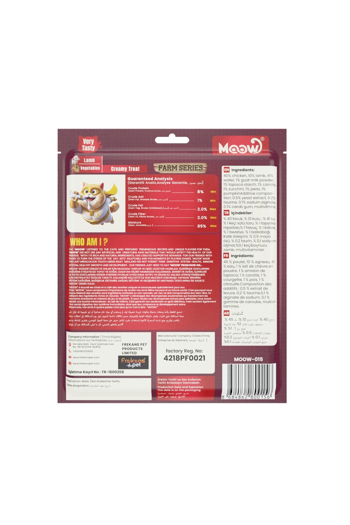 Moow Kuzu Etli Sebzeli Keçi Sütlü Kedi Krema Ödülü 30x12g