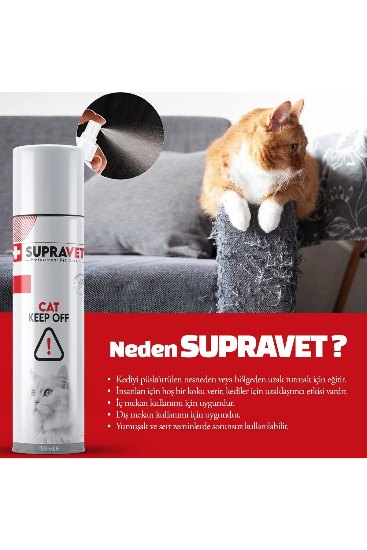 Supravet Cat Keep Off Kedi Uzaklaştırıcı Sprey 150 ml - Mavireyon