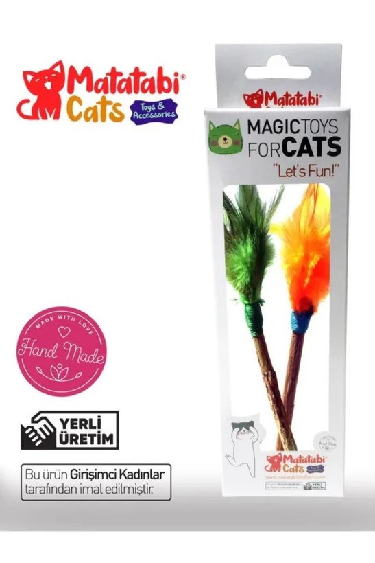 Matatabi Cats Tüylü Çubuk Kedi Oyuncağı 18cm (2'li) (karışık Renkli)