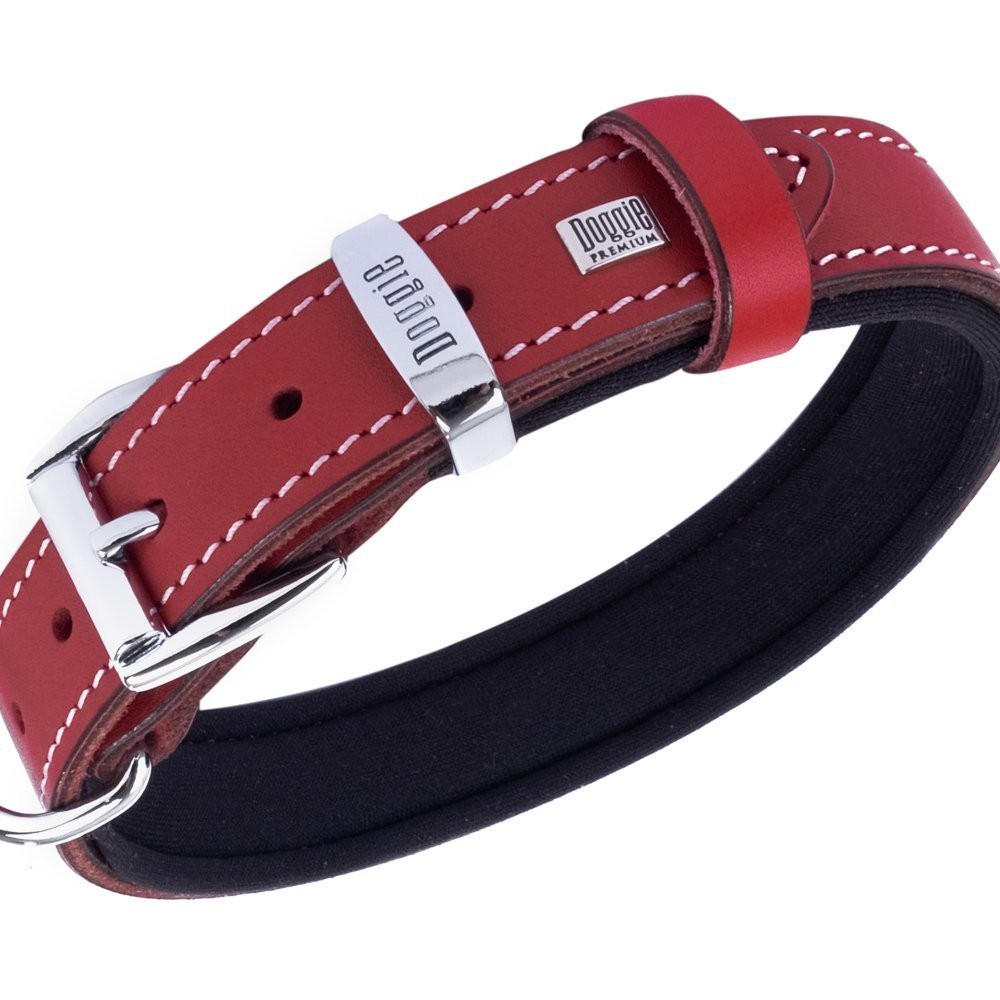 DOGGİE KONFOR DERİ İSİMLİKLİ BOYUN TASMASI KIRMIZI 1,5X25-30CM