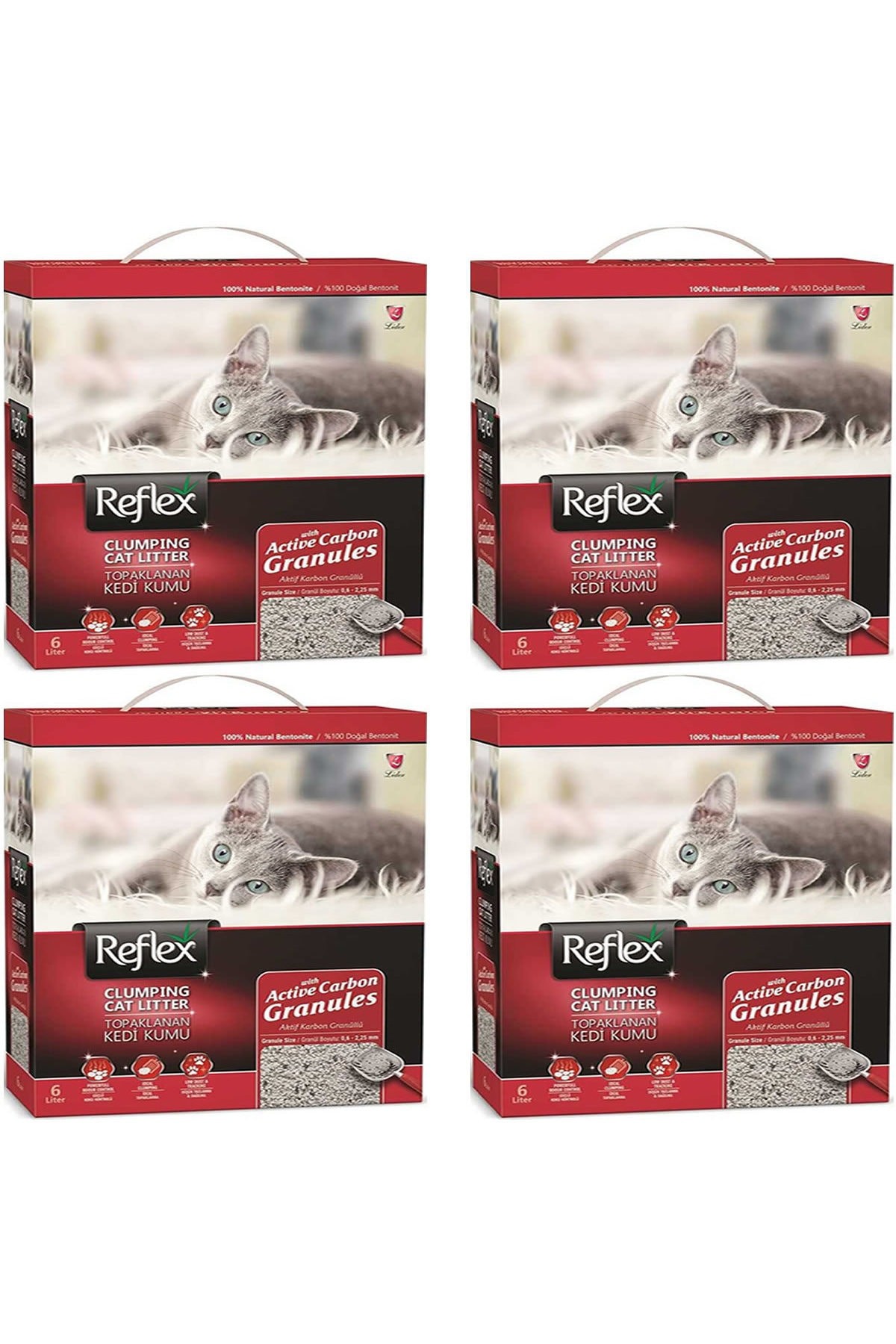 Reflex Granül Aktif Karbonlu Topaklanan Kedi Kumu 6 lt x 4 Adet