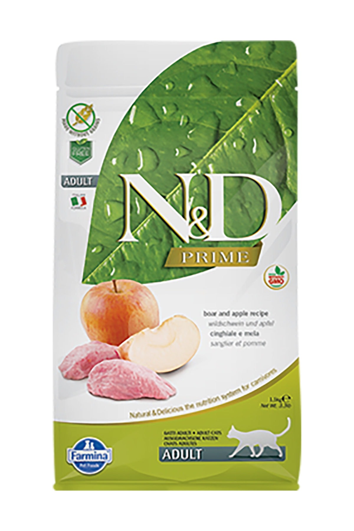N&D Tahılsız Domuzlu ve Elmalı Yetişkin Kedi Maması 1.5 kg