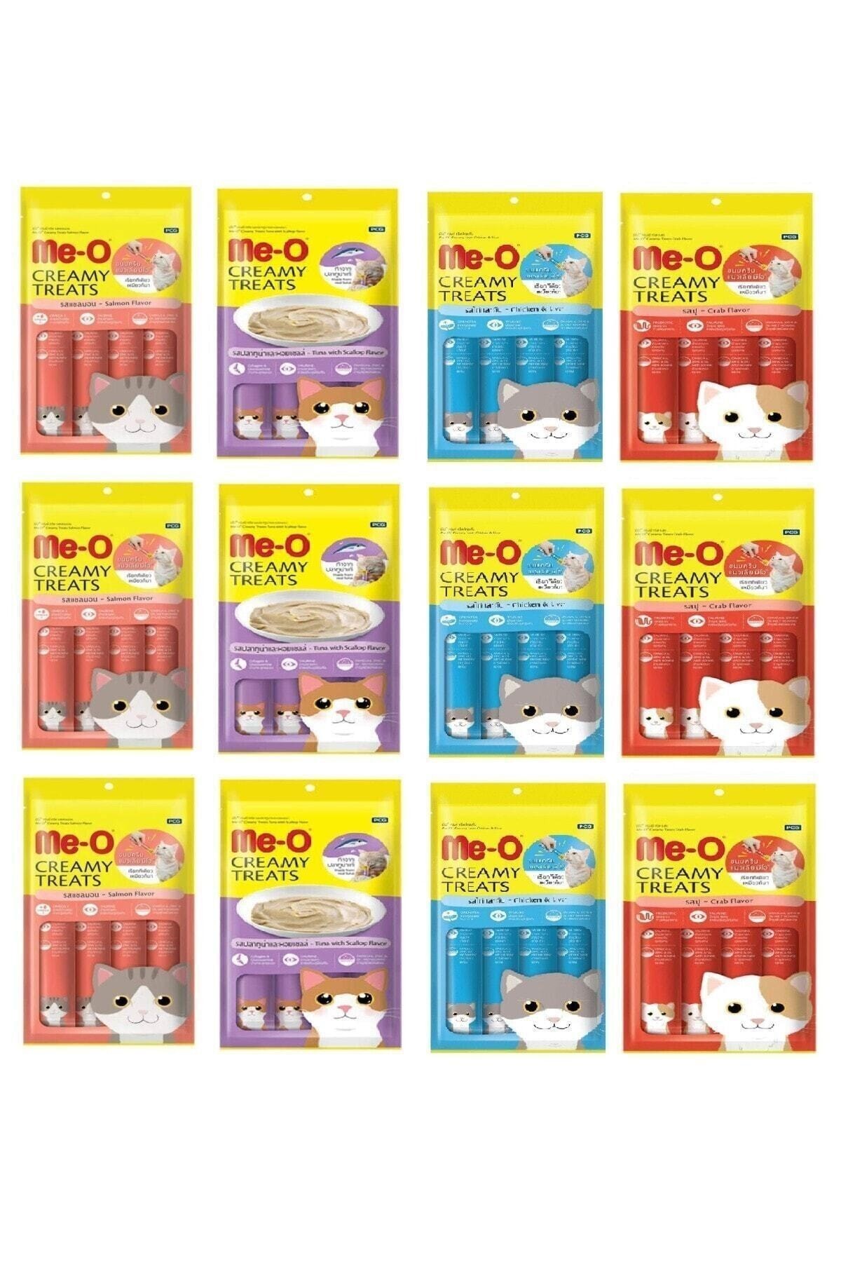 Me-O Creamy Treats 4 Çeşit Karma Kedi Sıvı Ödülü 12 Li Paket
