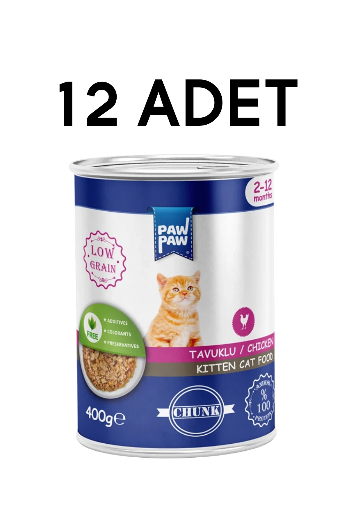 Paw Paw Tavuklu Yavru Kedi Konservesi 400 gr X 12 Adet