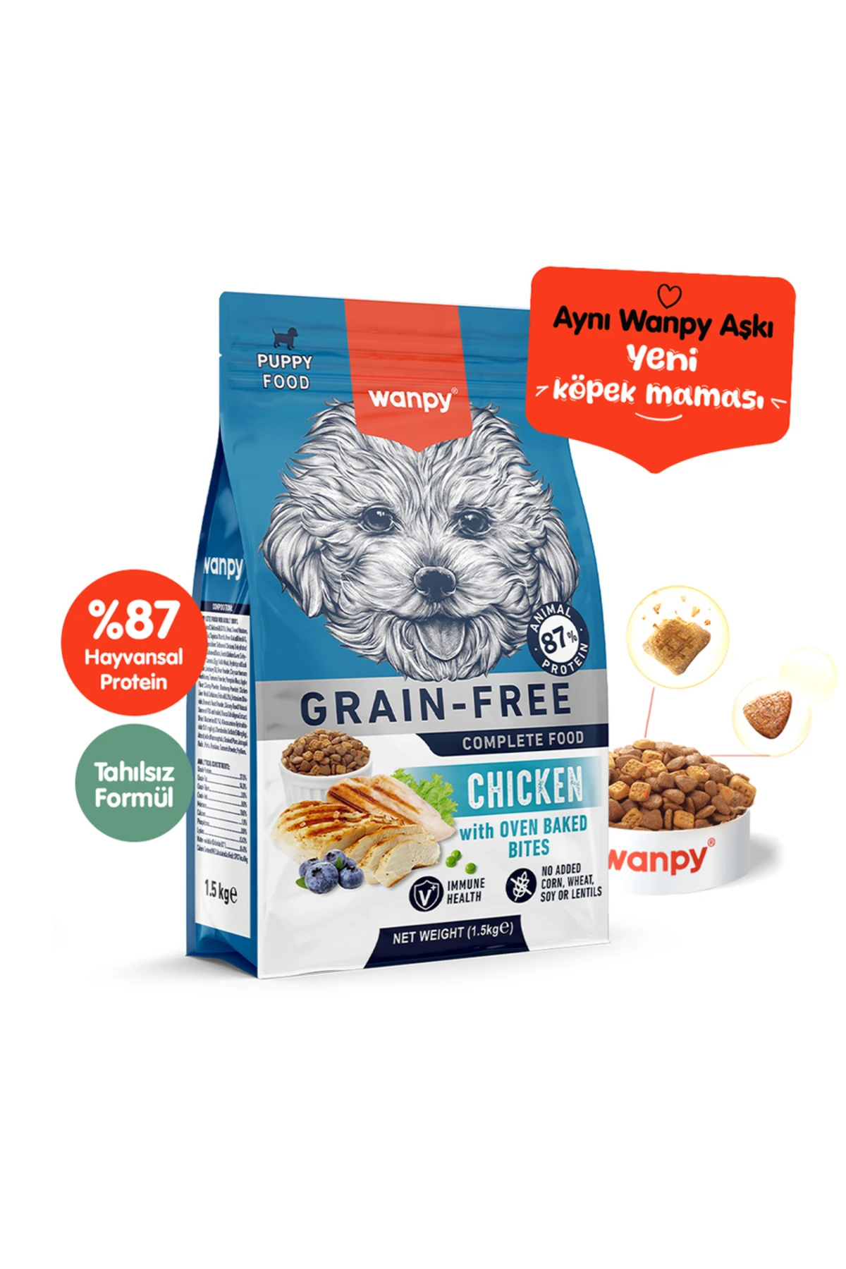 Wanpy Tahılsız Tavuklu Yavru Köpek Maması 1,5 kg