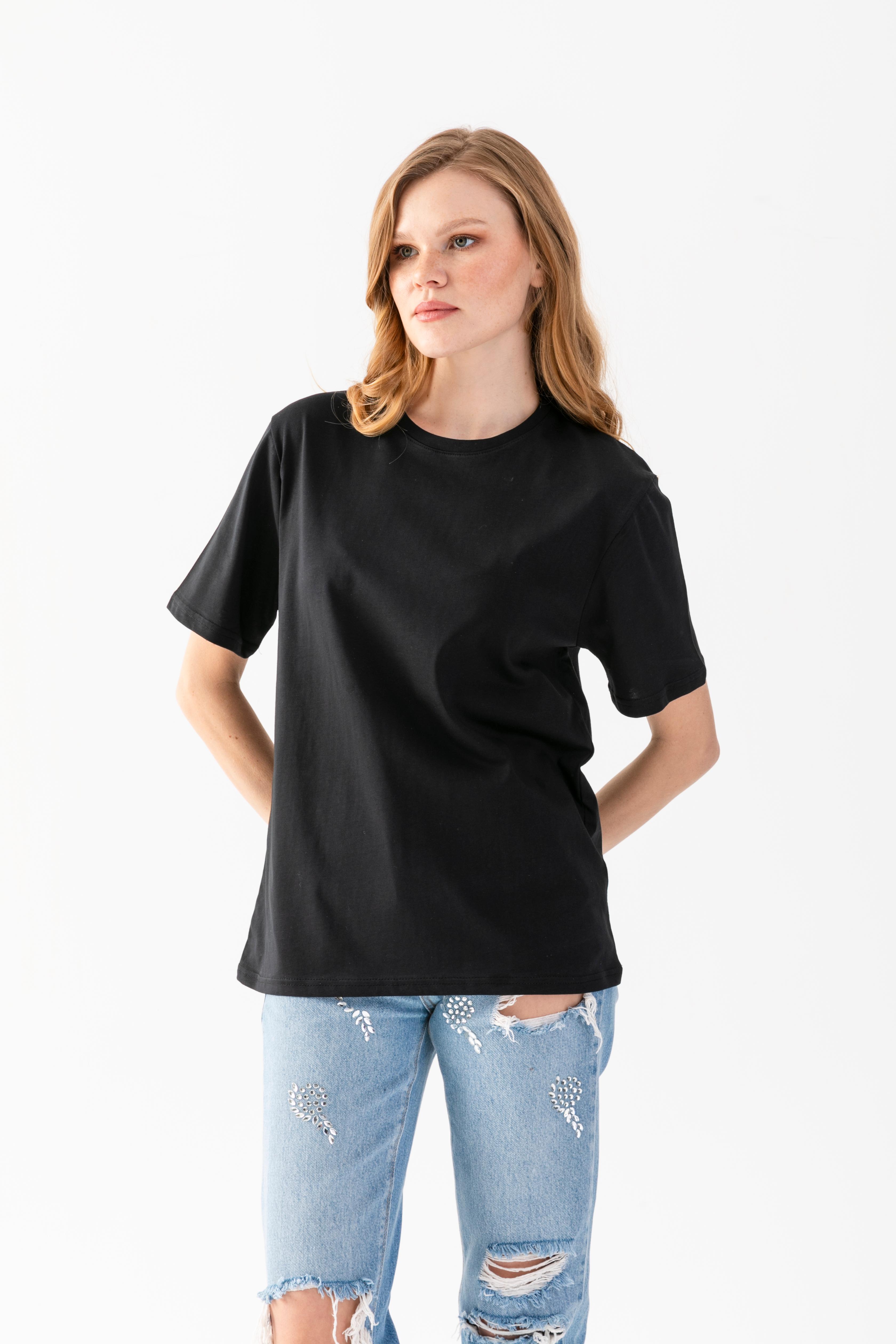 T-Crazy Unisex Oversize Düz Bisiklet Yaka Tişört – Rahat Kalıp Basic T-Shirt