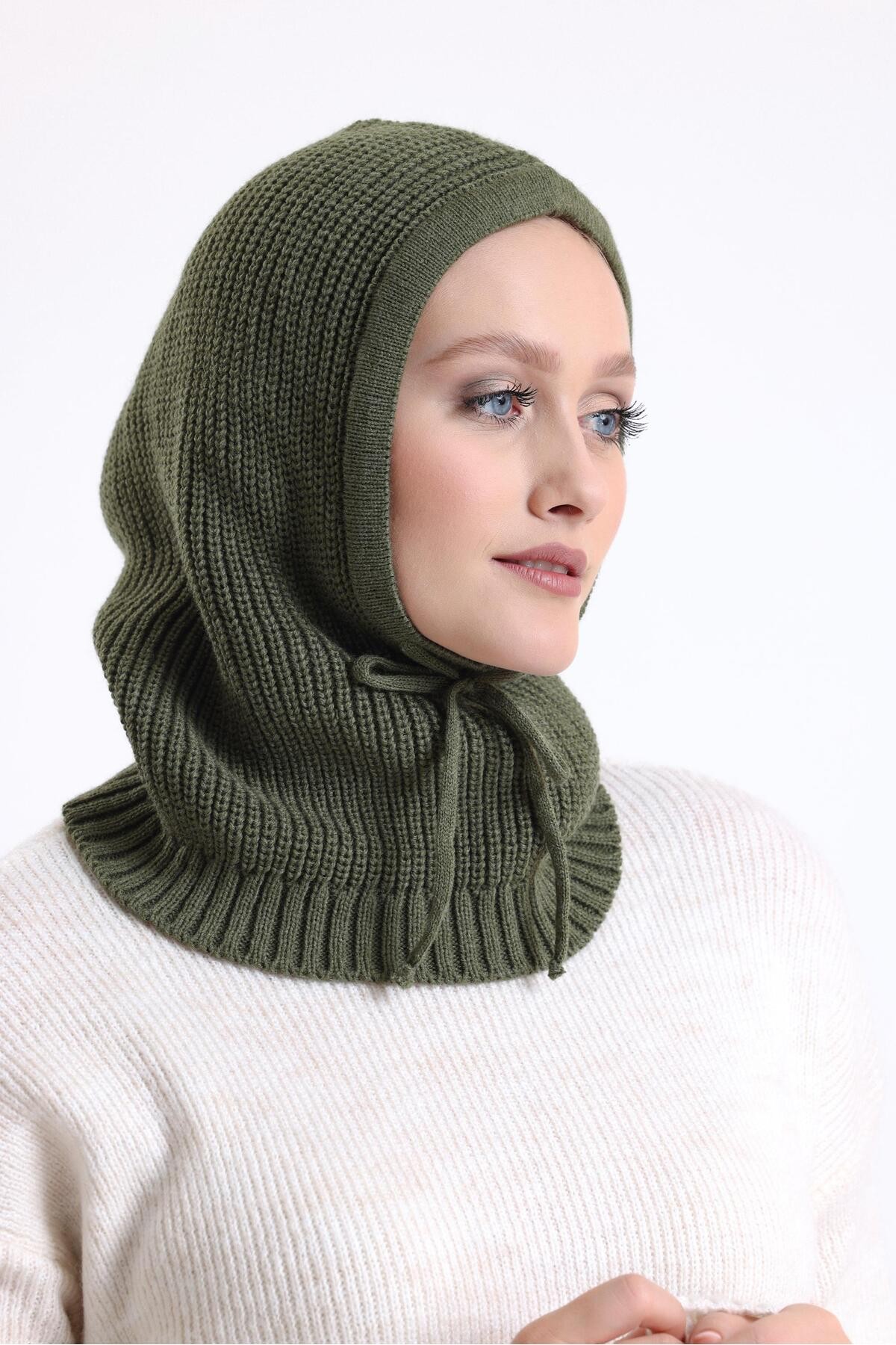 T-Crazy Knitwear Balaclava Fitilli Triko Örgü Kapüşonlu Bere, Tesettür Bere, Triko Başlık, Balaklava