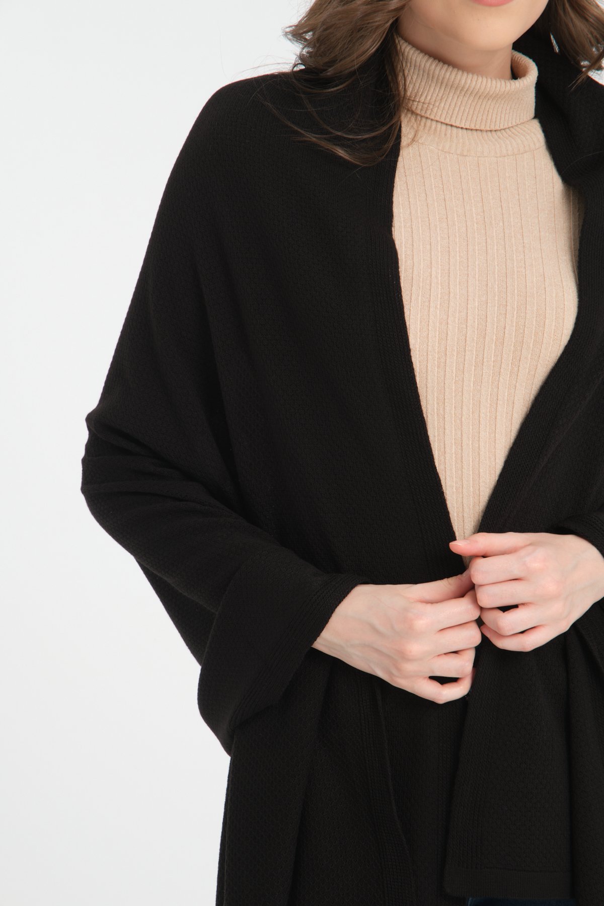 T- Crazy Knitwear Petek Desen Triko Omuz Şalı, Şık Yumuşak Dokulu Triko Örme Omuz Şalı