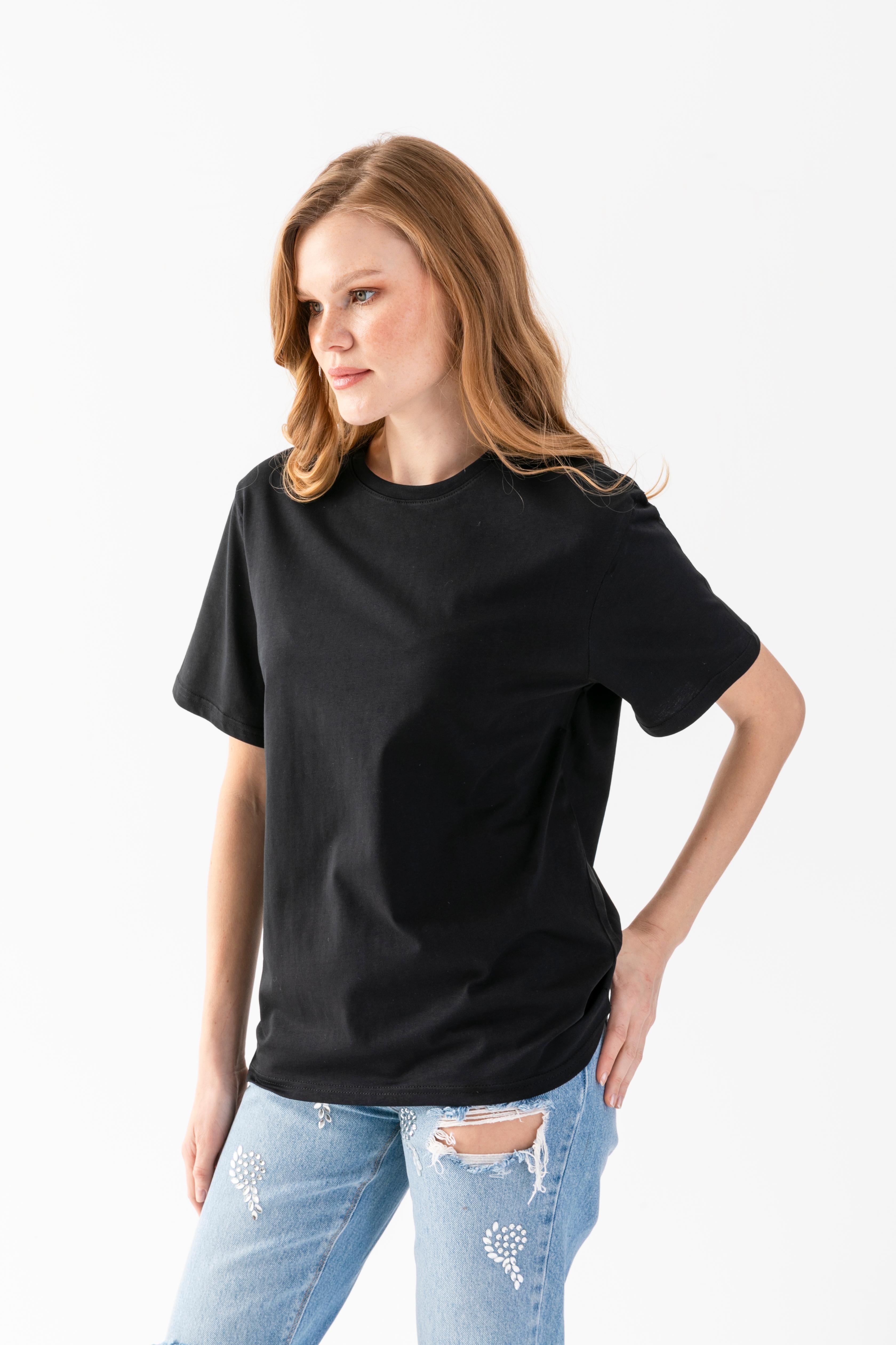 T-Crazy Unisex Oversize Düz Bisiklet Yaka Tişört – Rahat Kalıp Basic T-Shirt