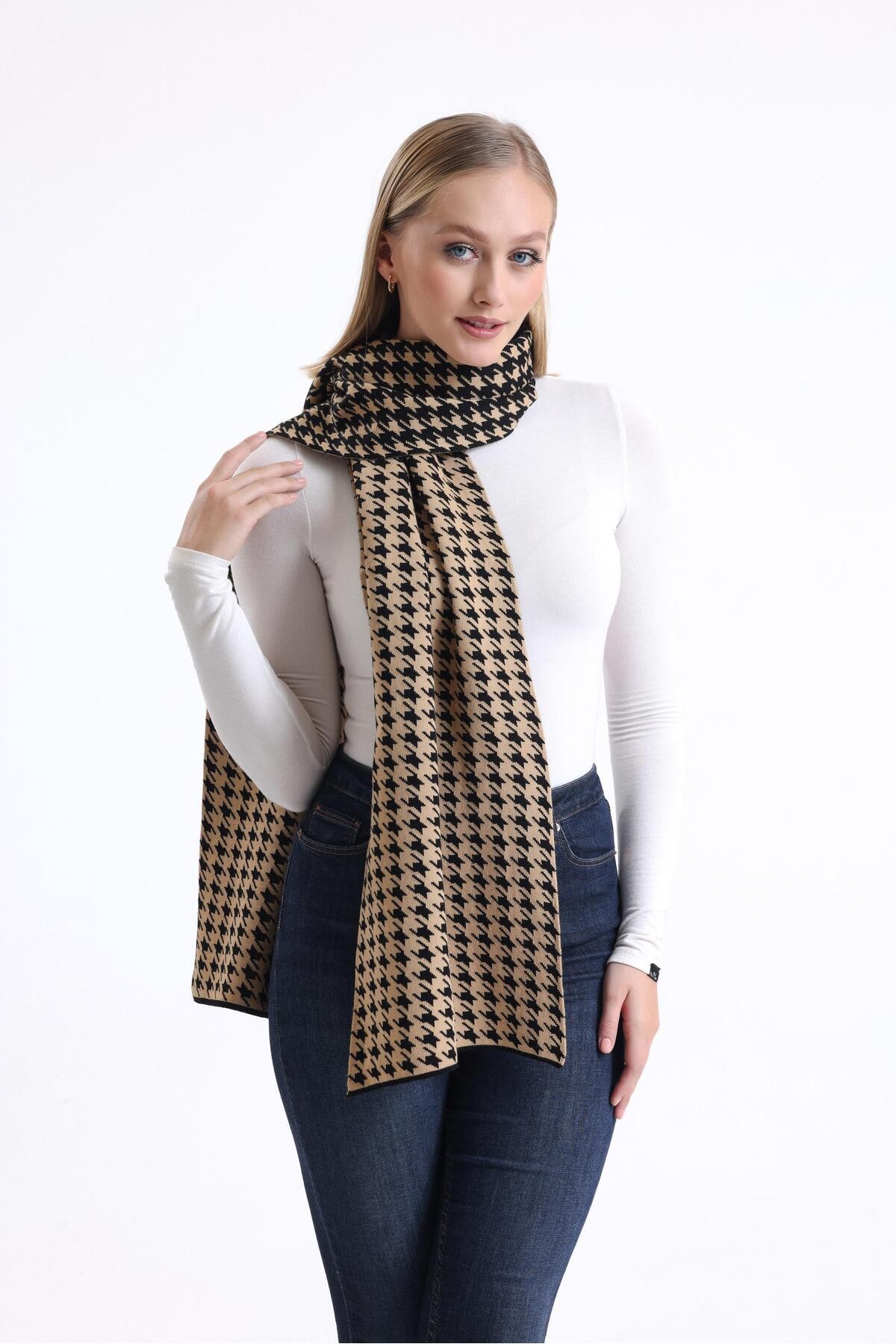 T-Crazy Knitwear Kazayağı Desen Triko Örme Atkı
