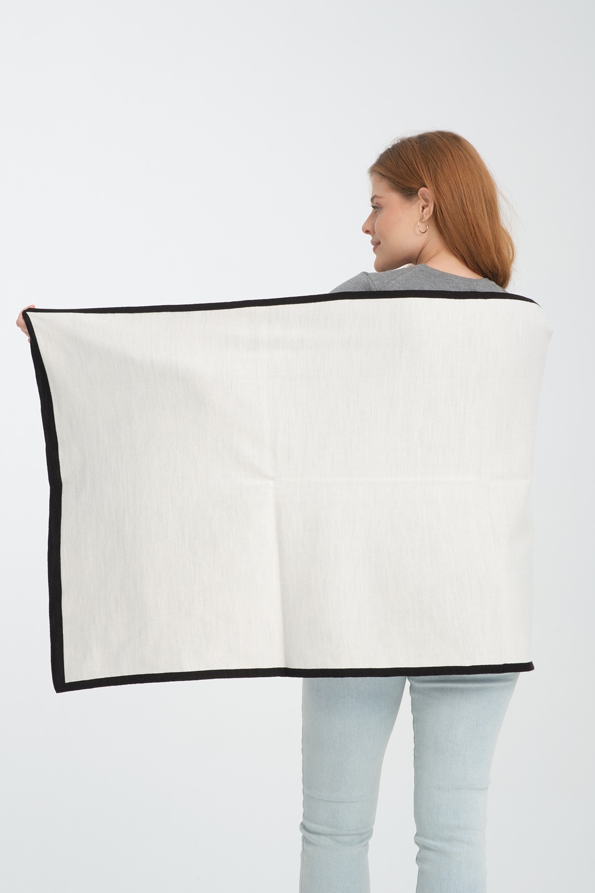 T-Crazy Knitwear Şerit Desen Kışlık Triko Şal, Çift Katlı ve Çift Taraflı Triko Örme Omuz Şalı