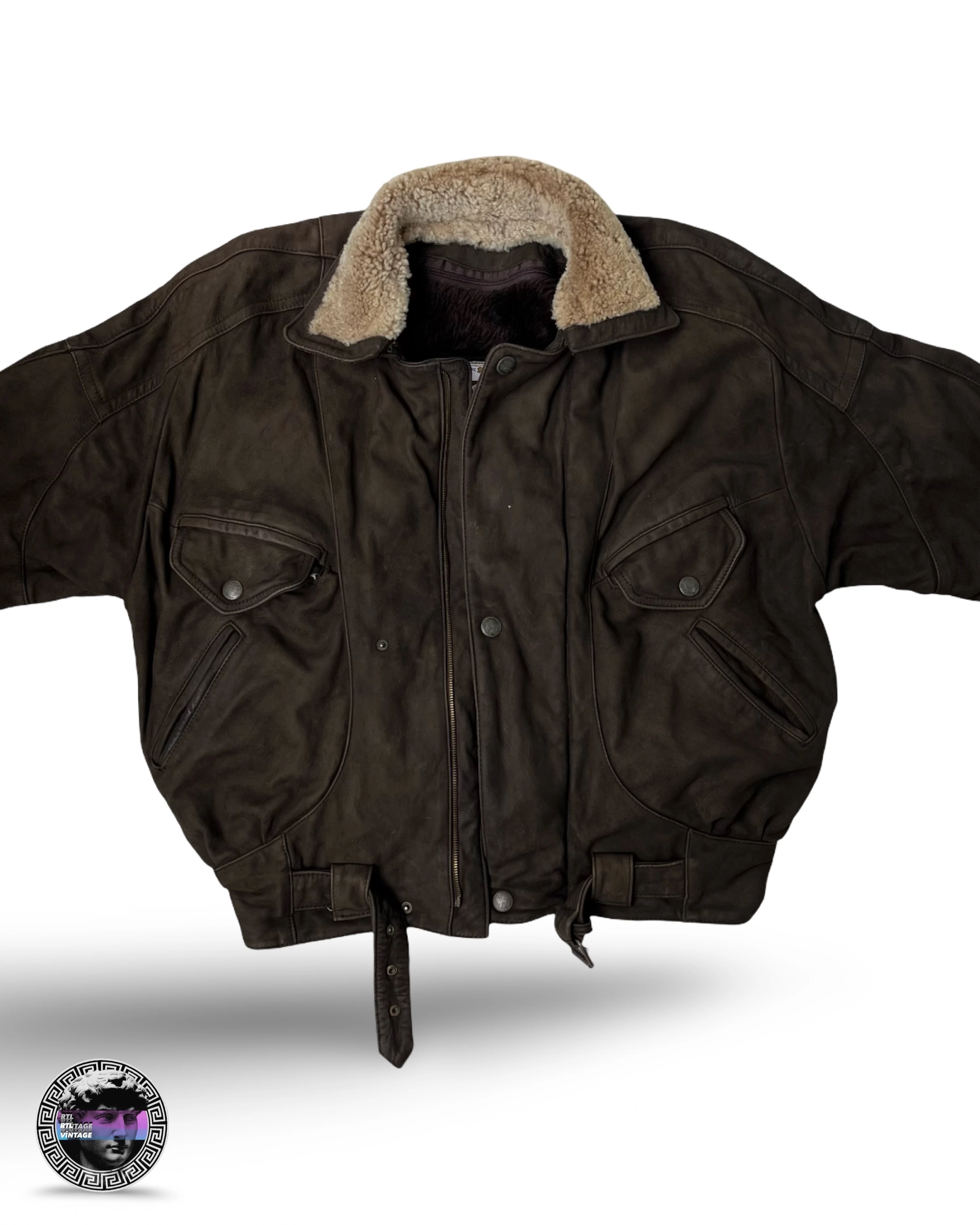 Alaska Gianni® Vintage Kürk Astar Kürk Yaka Nubuk Deri Mont 1980's