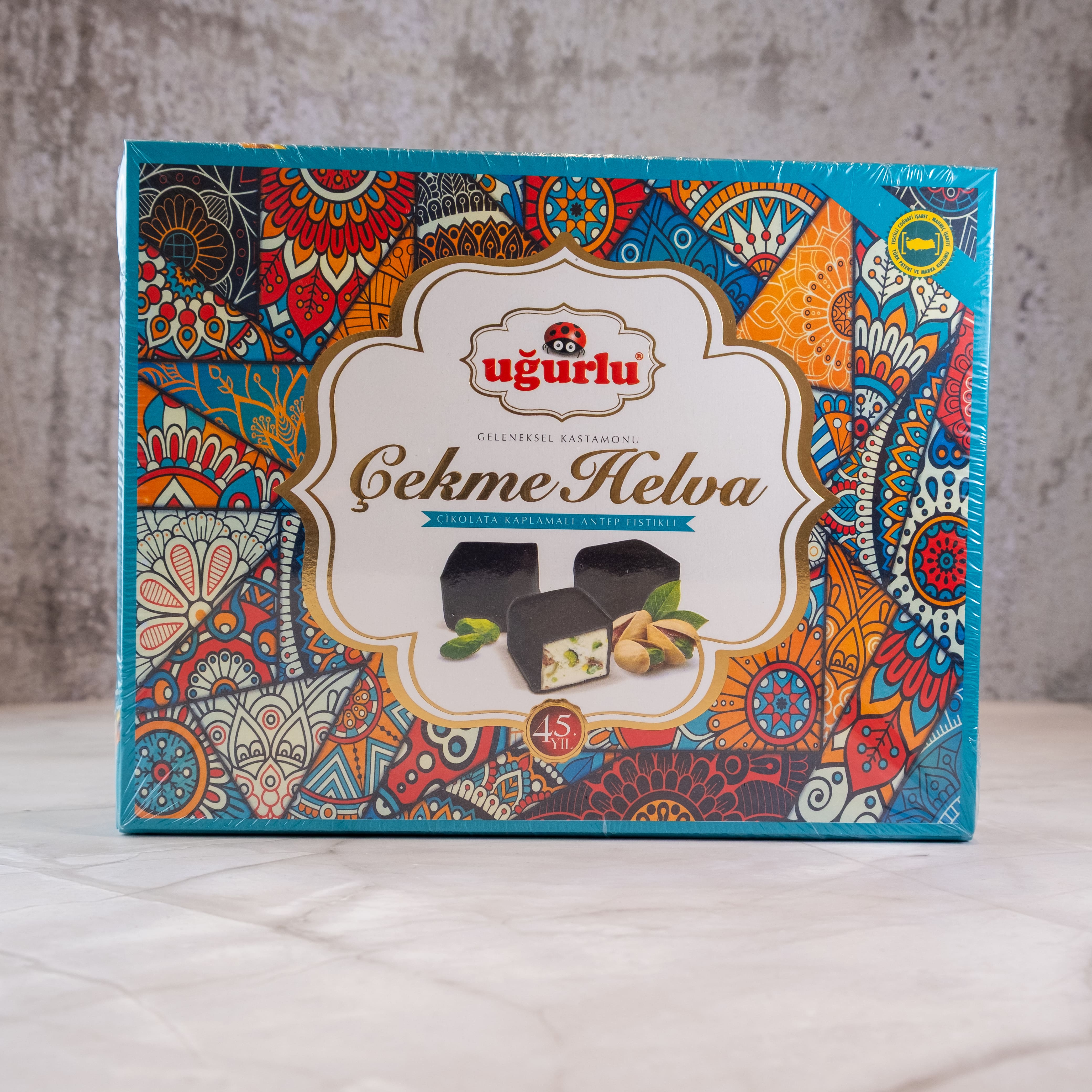 UĞURLU ÇEKME HELVA ÇİKOLATA KAPLAMALI FISTIKLI