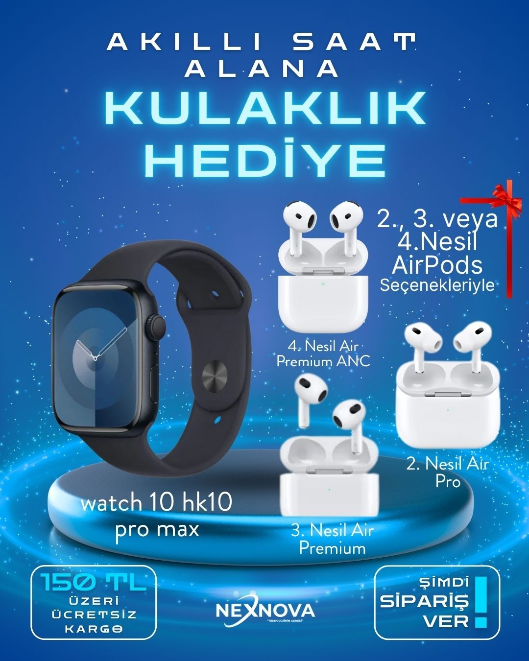 Watch 10 Hk10 Pro Max Seçeceğiniz Kulaklık Hediye