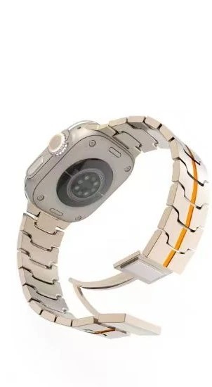Watch Uyumlu Turuncu Çizgili Beads Loop Çelik Kordon (42-44-45-49-49mm)