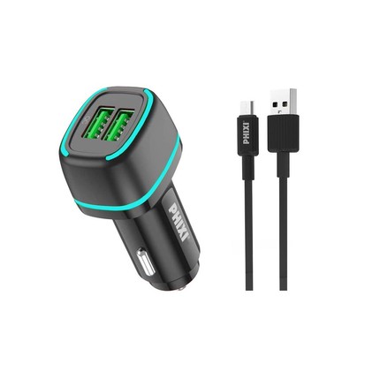PHİXİ FORCE QCC571M ÇİFT ÇIKIŞLI FAST MİCRO USB KABLOLU ARAÇ ŞARJ CİHAZI