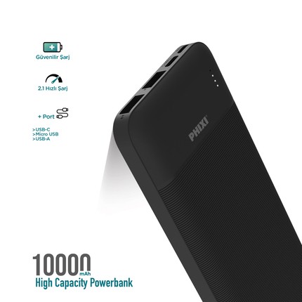 PHİXİ BASİC P10 10000MAH POWERBANK 10W - 2 PORT LED GÖSTERGE - TAŞINABİLİR ŞARJ CİHAZI