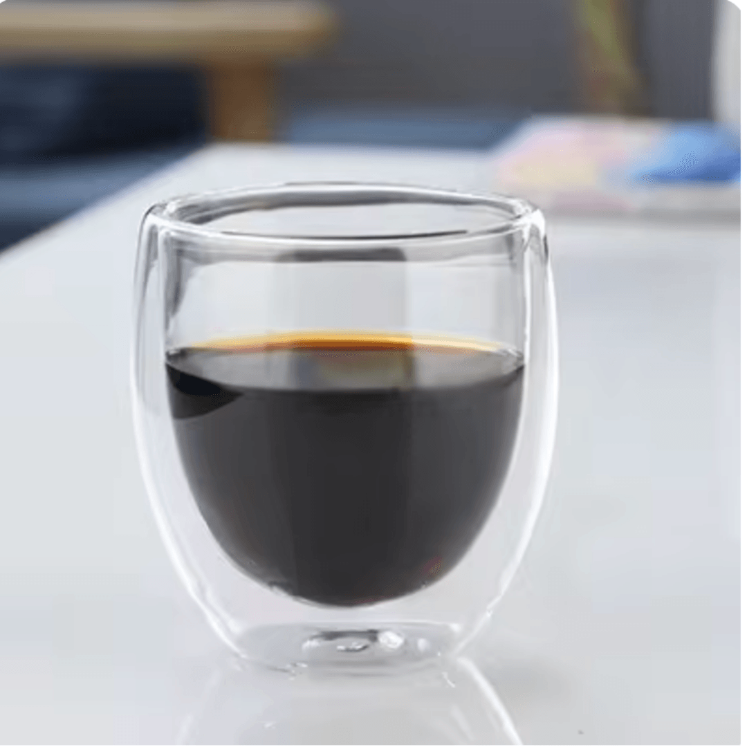 Çift Cidarlı Şeffaf Espresso Cam Bardak 250 ml 1 Adet 250ml Ofis Ev Kahve