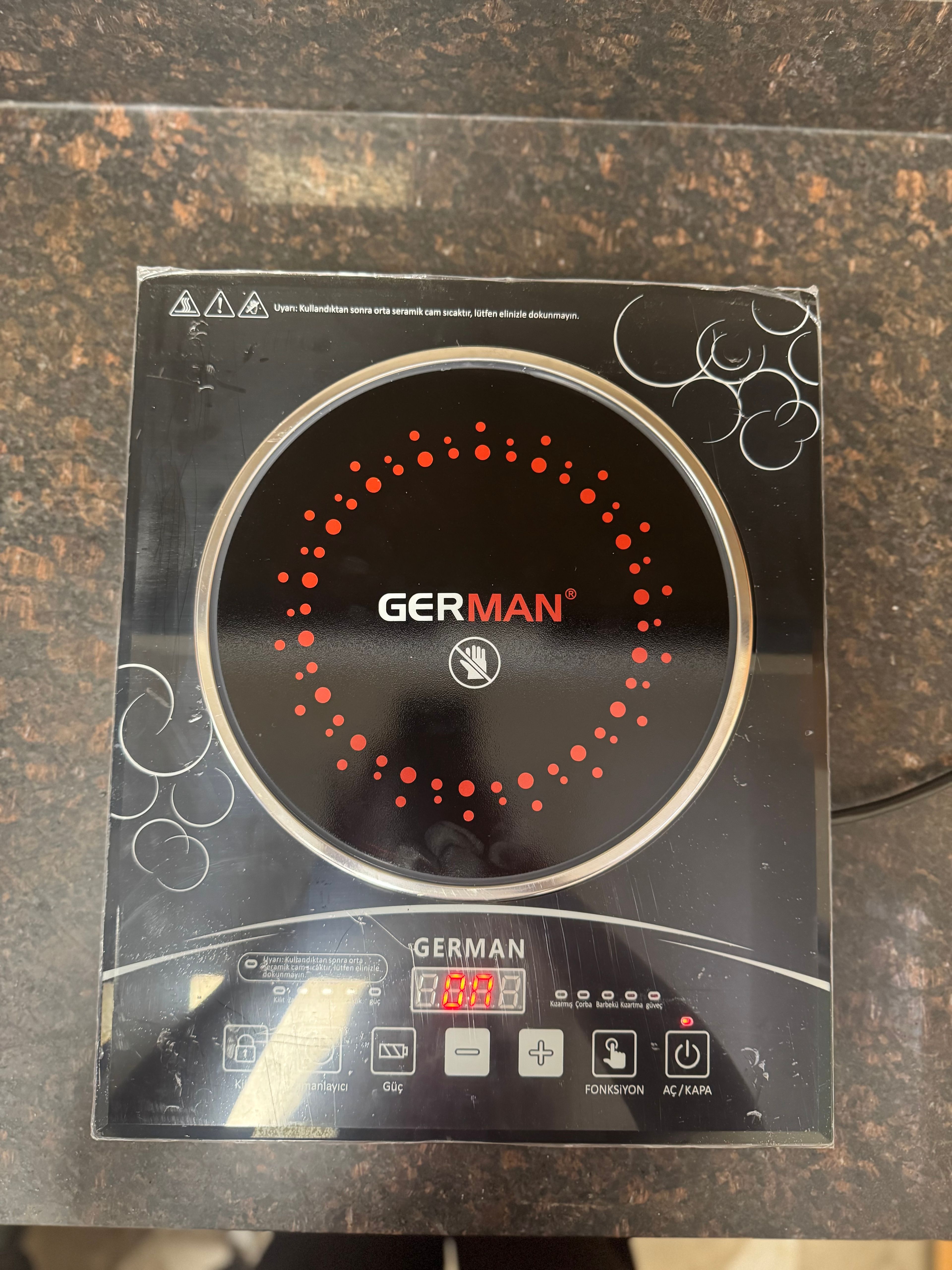 German Energy 3500W Tüm Tencerelere Uygun Dijital Lazer Elektrikli Ocak 