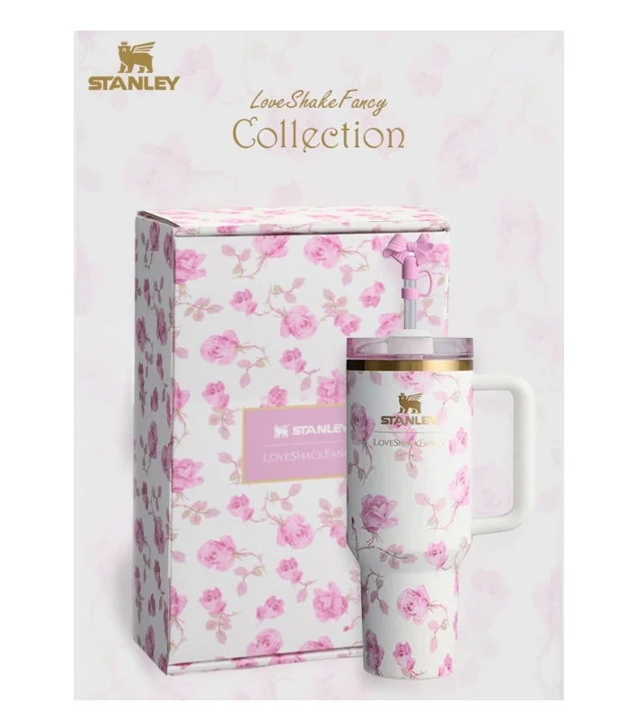 Stanley Quencher Özel Seri "LOVESHACKFANCY' Koleksiyonu Pipetli Termos 1.18L - Beyaz