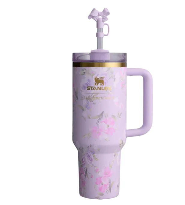 Stanley Quencher Özel Seri "LOVESHACKFANCY' Koleksiyonu Pipetli Termos 1.18L - Lila