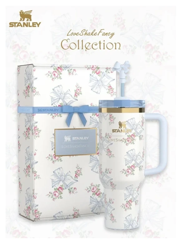 Stanley Quencher Özel Seri "LOVESHACKFANCY' Koleksiyonu Pipetli Termos 1.18L - Kül