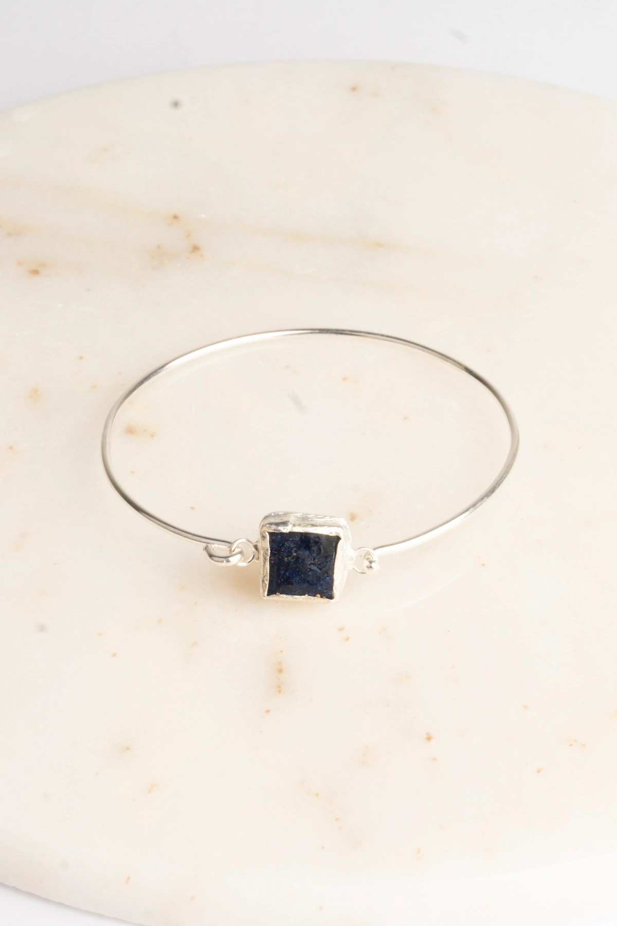 Gümüş Kaplama Lapis Lazuli Taşlı Tekli Sıvama Bileklik