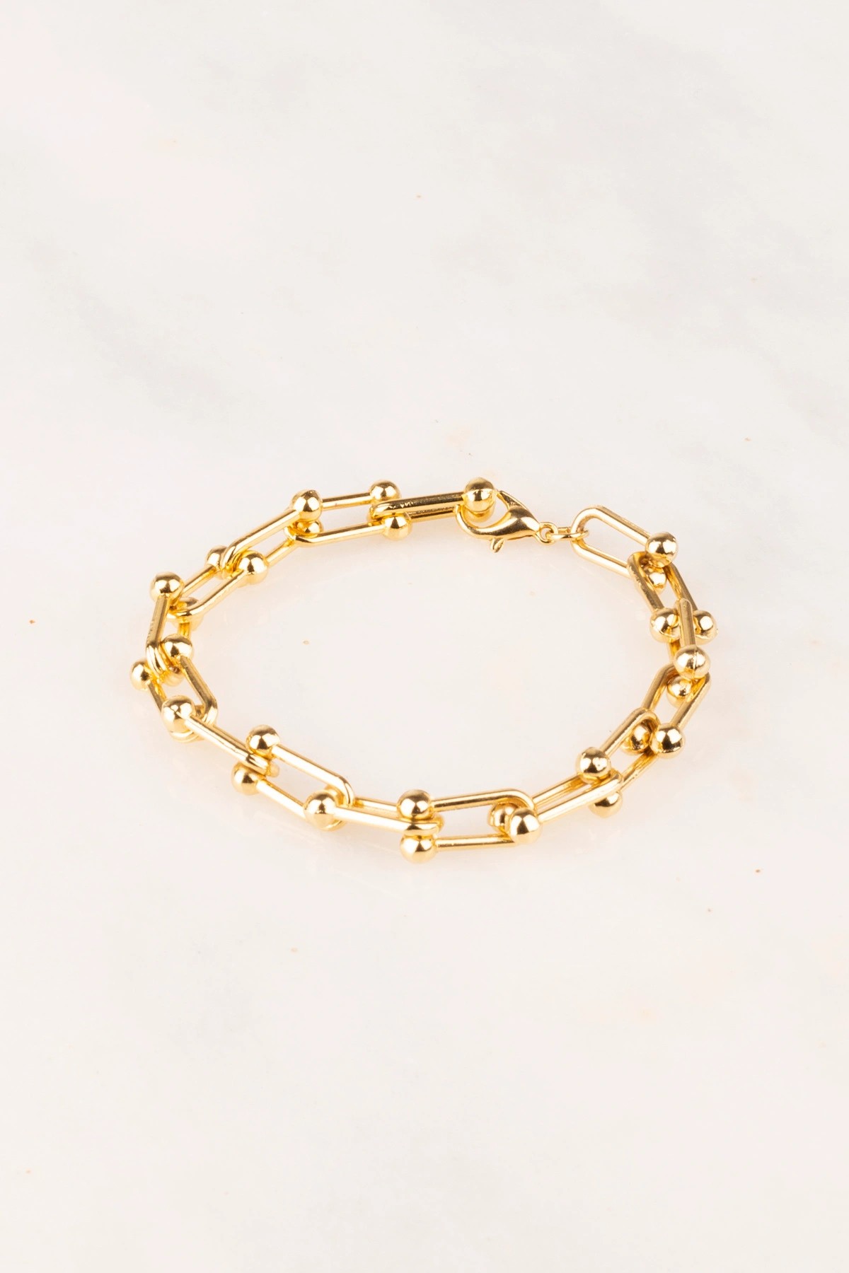 Ophelia-Tiffany Mini Kare Kesim Zincir Altın Kaplama Bileklik